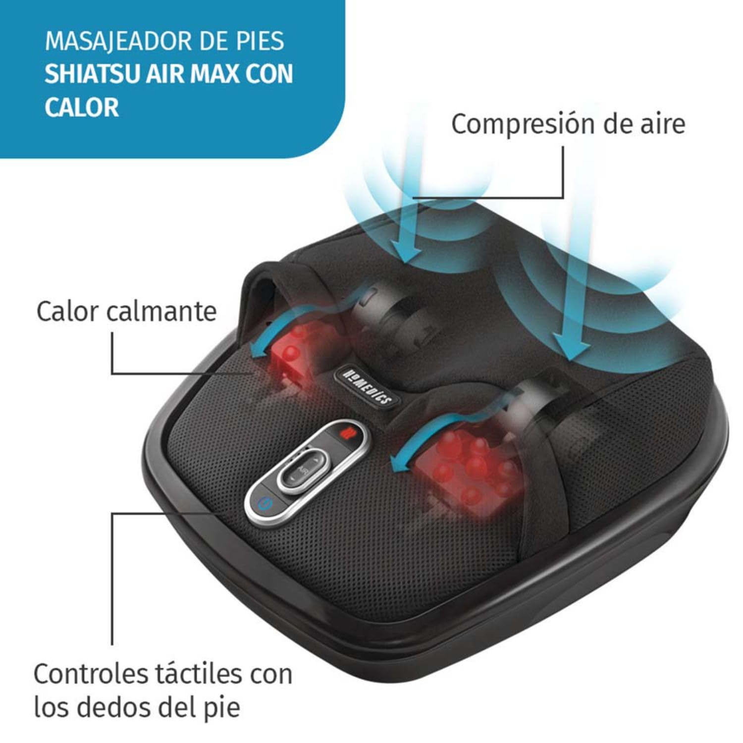 Homedics Shiatsu Air Max Foot Massager with Air Compression & Deep-Kneading Rolling Massage - Soothing Heat Therapy for Pain Relief, Muscle Recovery & Relaxation - Perfect for Home, Office & Post-Workout Recovery