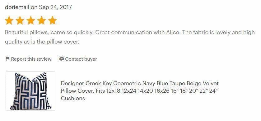 Alexander Navy Blue & Taupe Greek Key Chenille Texture Pillow Cover - Decorative Throw Pillow Case for Sofa, Bed, Living Room (Fabric by the Yard Available) - Home Decor Accent for Modern & Classic Interiors