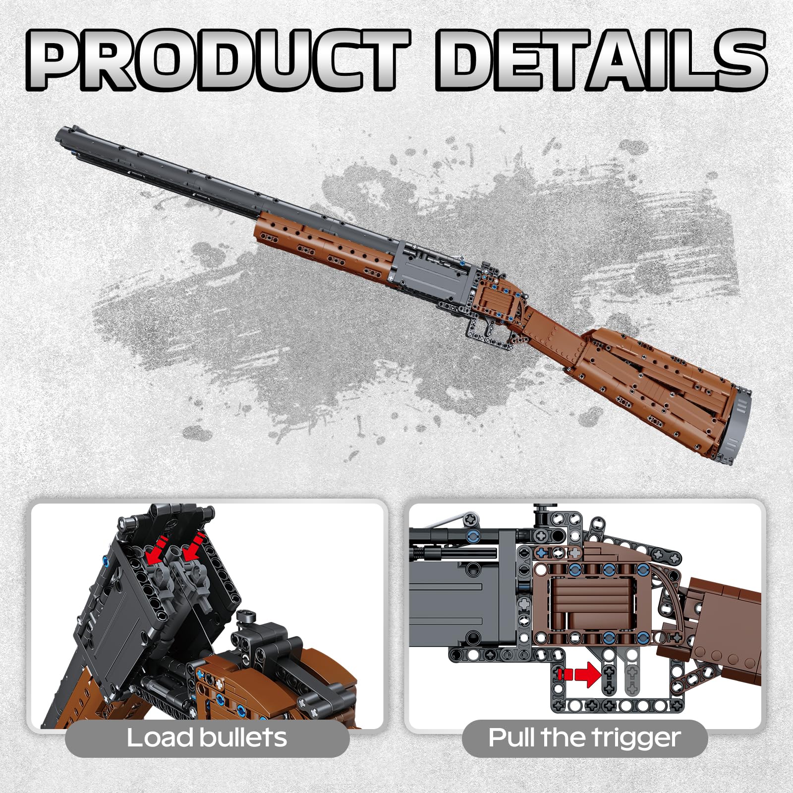 1:1 Scale Double Barrel Building Bricks Gun Toy - 1015+ PCS Model Gun Construction Set with Shootable Function - Realistic Weapon Toy for Collectors & Gift for Military Enthusiasts - Perfect for Role Play, Display, and STEM Learning Activities