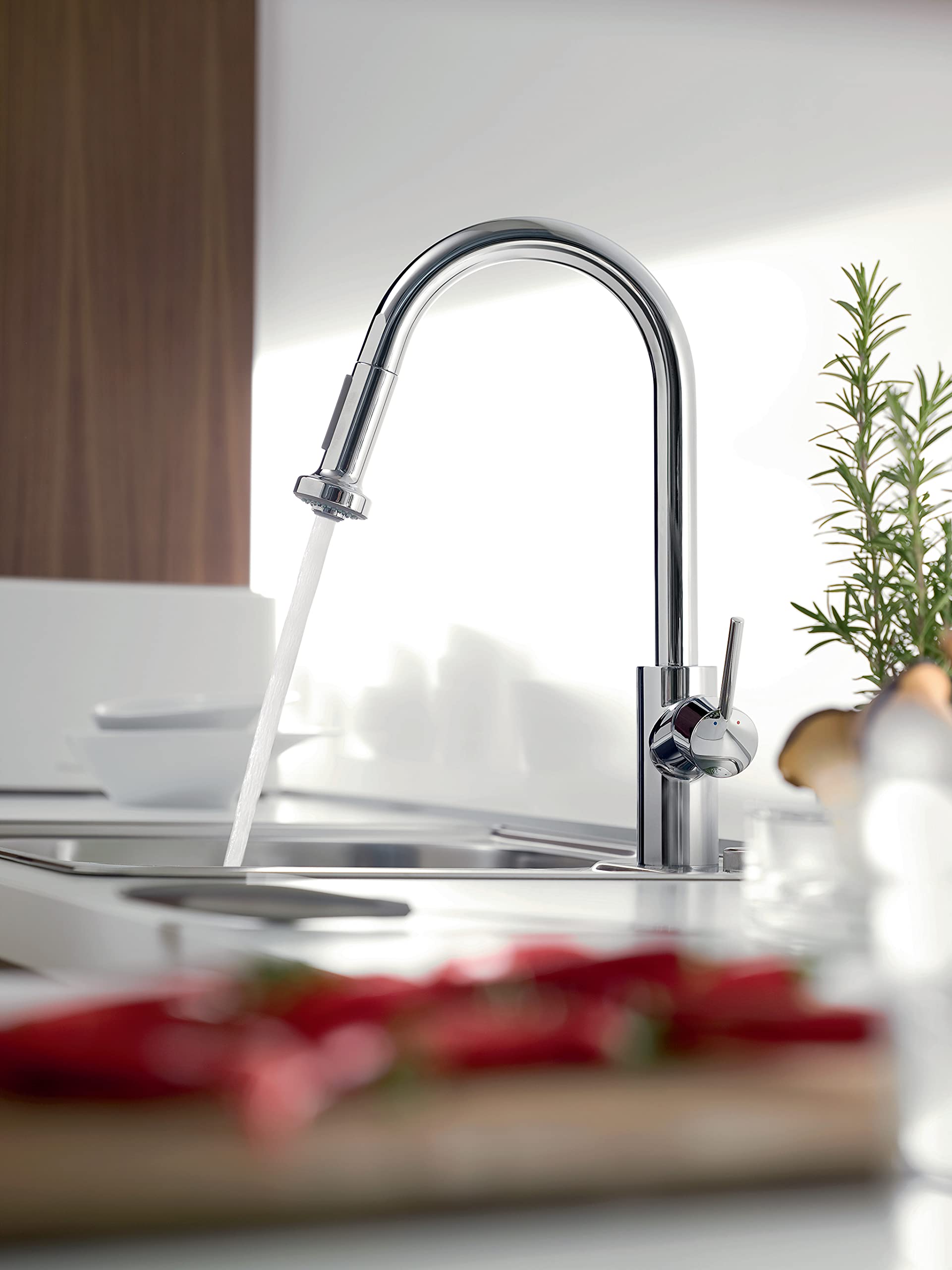 hansgrohe Talis S² Chrome High Arc Pull Down Kitchen Faucet with Magnetic Docking Spray Head for Modern Kitchen Sinks, Perfect for Cooking and Cleaning