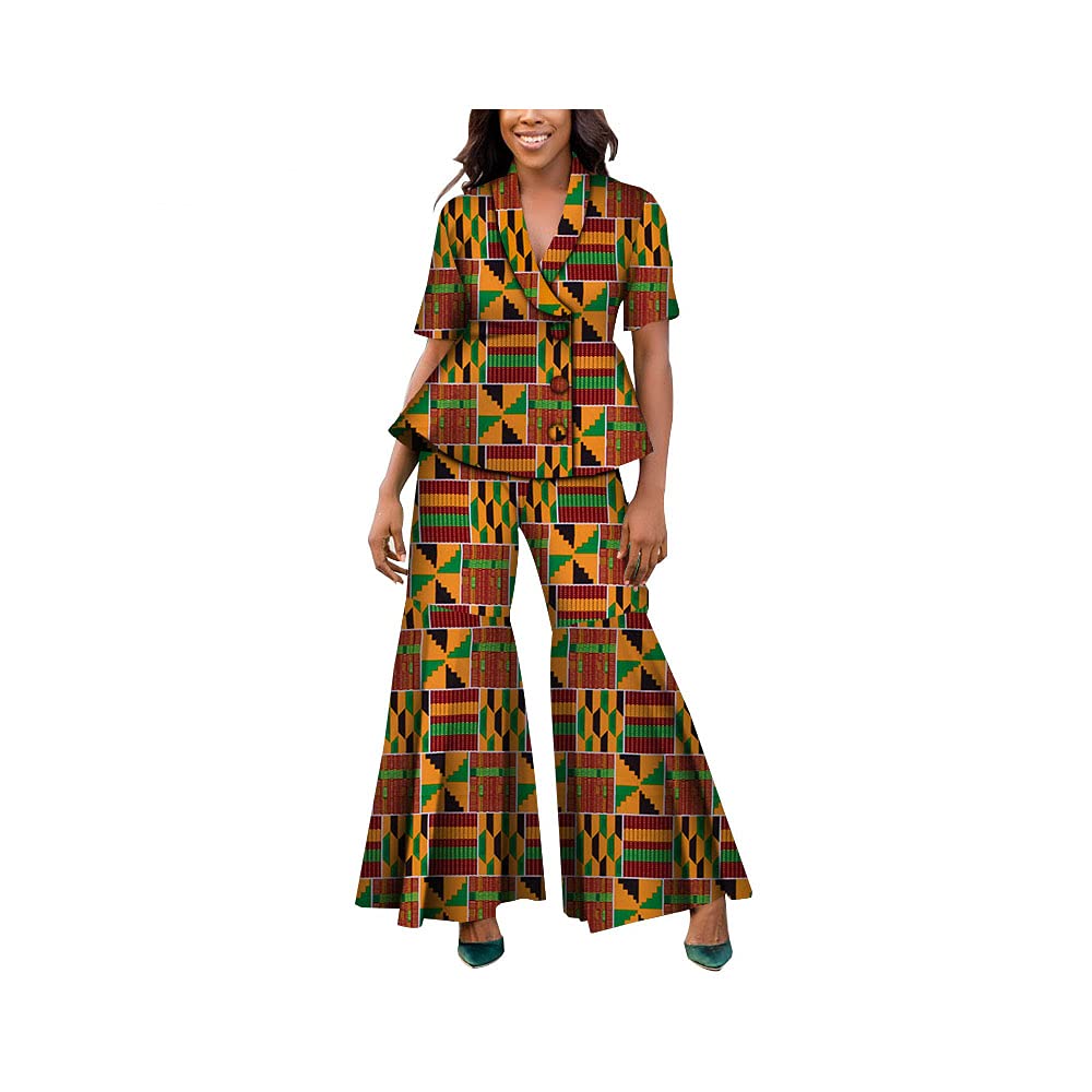BAZINRICHE Women's African Print Top & Pants Set - 2 Piece Ankara Outfit for Casual Wear, Parties & Cultural Events | Vibrant African Clothing