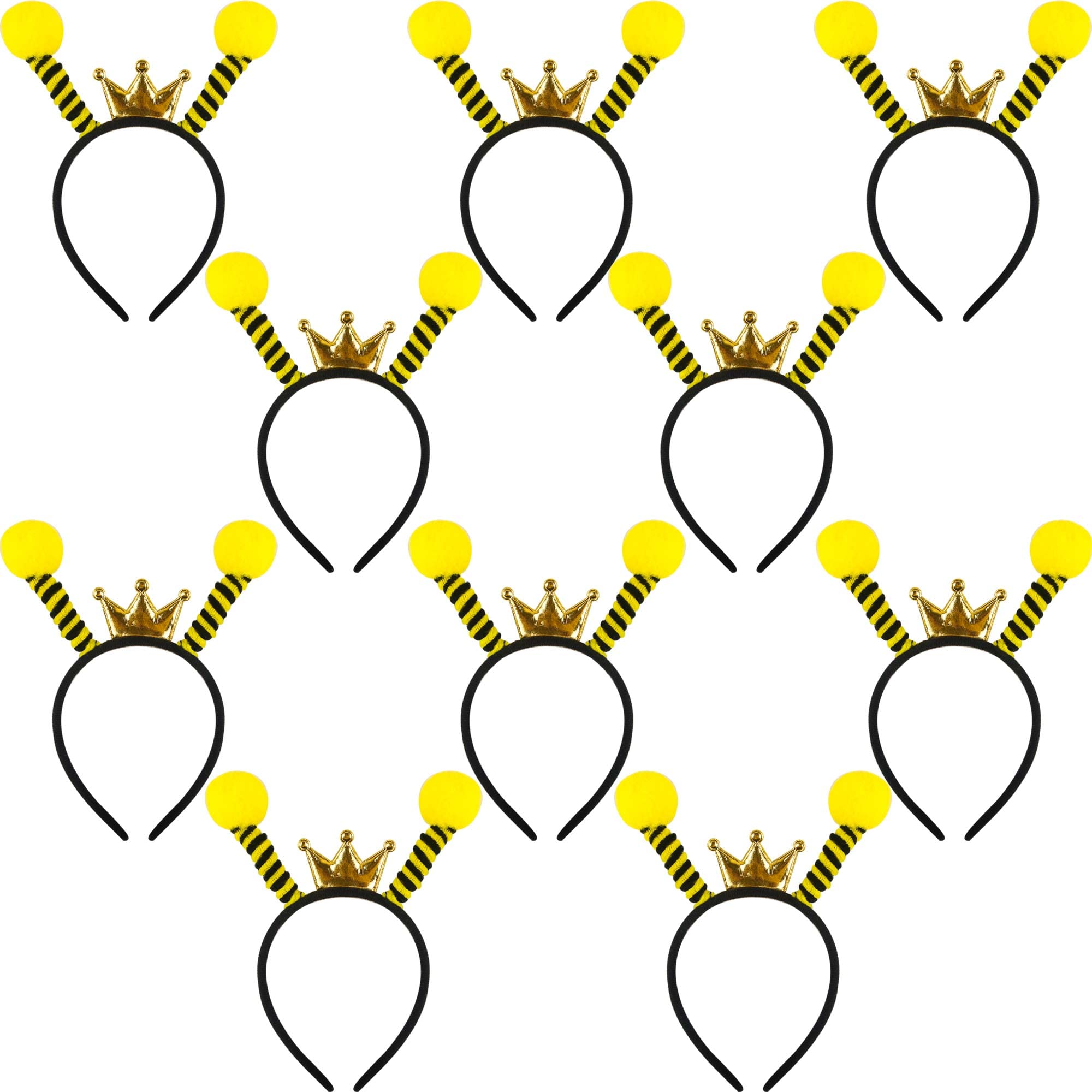 10 Pack Bee Hair Hoop Tentacle Headbands - Cute Honey Bee Costume Accessories for Cosplay, Halloween, Birthday Party Favors - Perfect for Kids Dress Up, Themed Parties & Photo Props