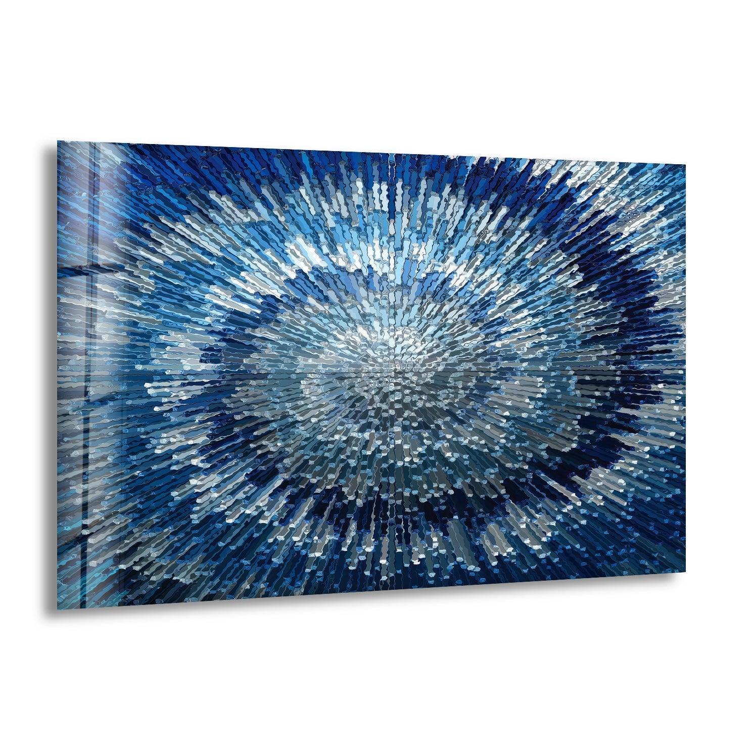Abstract Blue Textured Glass Wall Art - Modern Handmade Home Decor for Living Room, Bedroom & Office - Unique 3D Wall Sculpture for Contemporary Interior Design