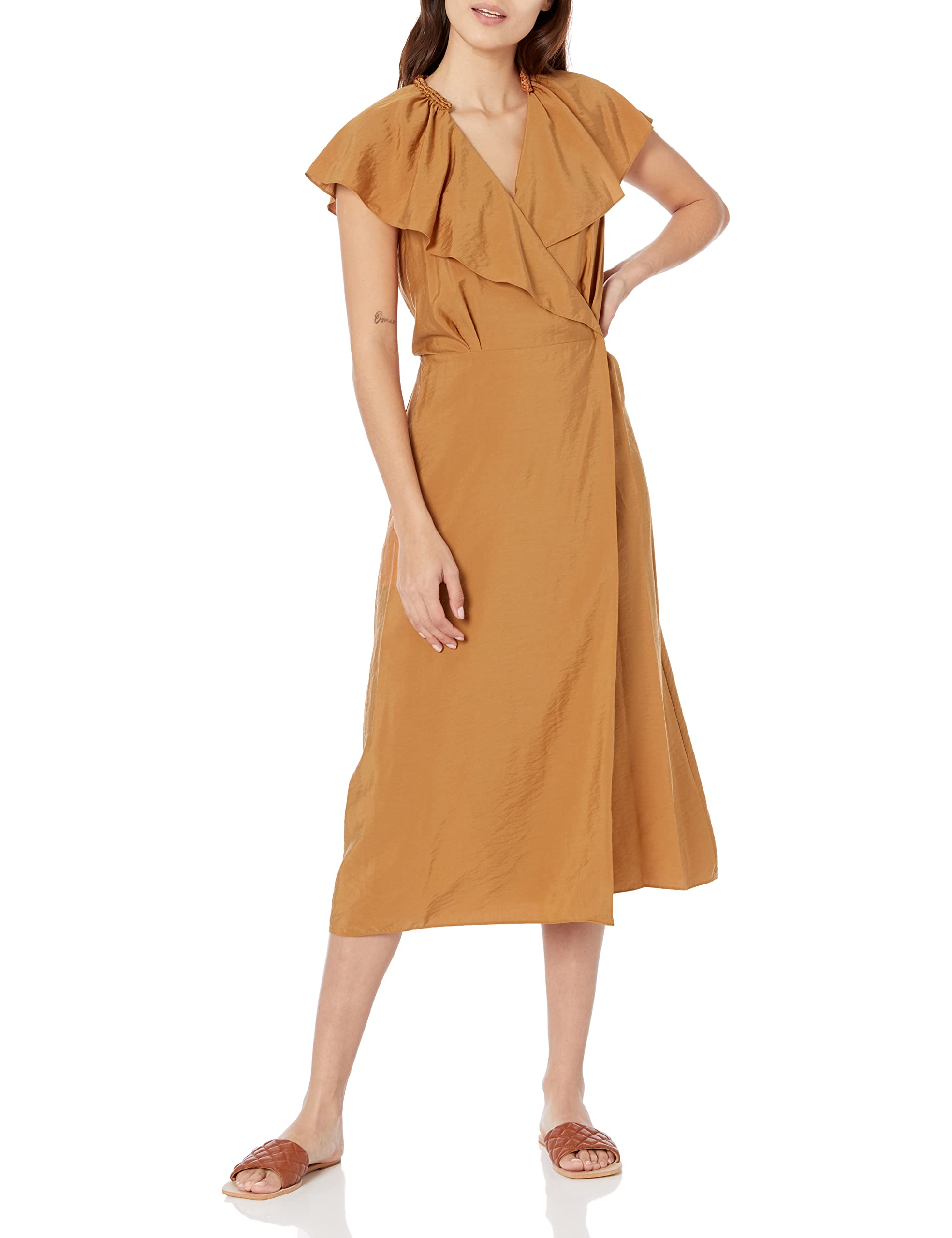 Vince Women's Braid Trim Flutter Sleeve Wrap Dress - Elegant Floral Print Summer Dress for Weddings, Parties & Date Nights