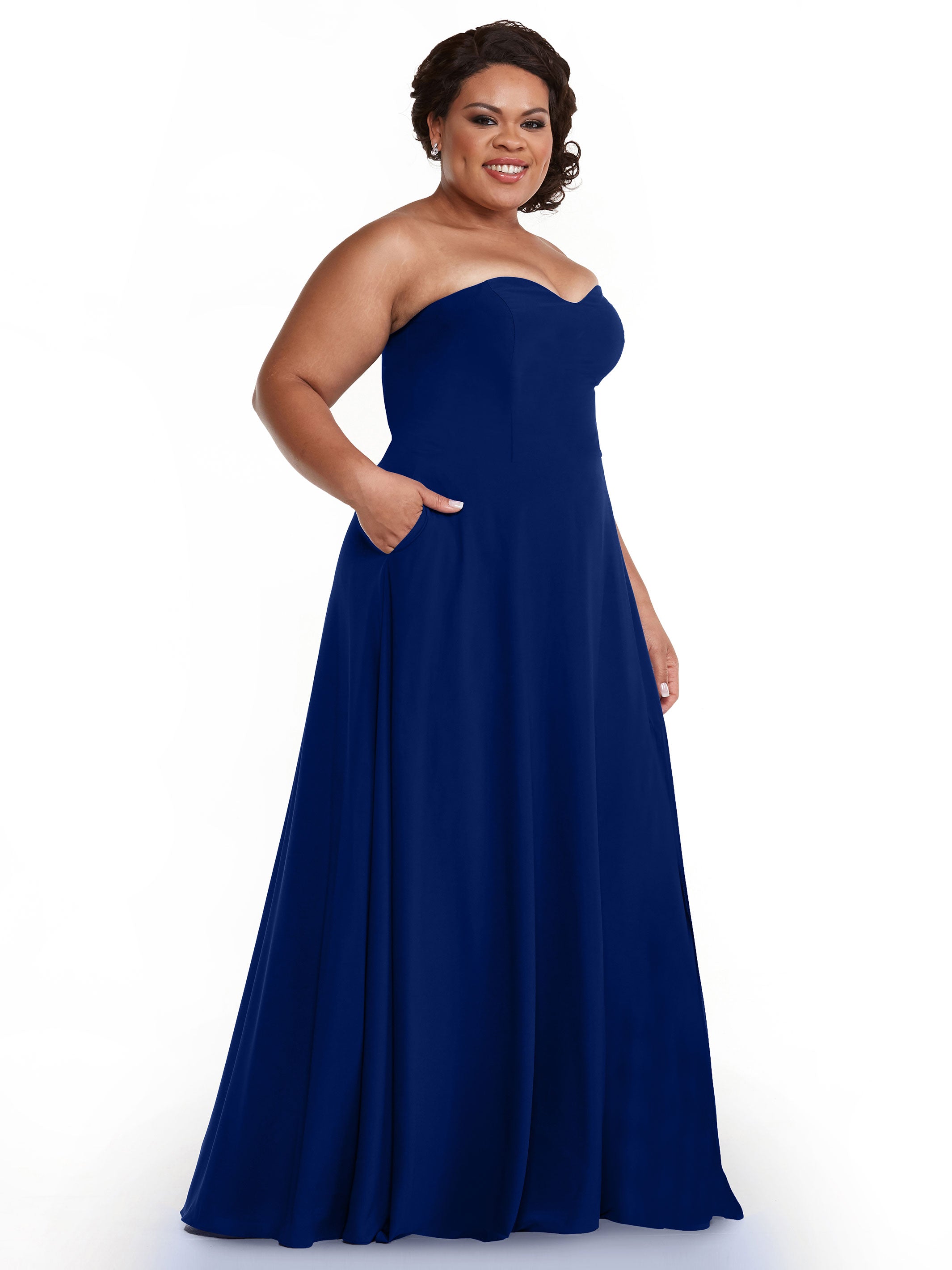 Strapless Stretch Chiffon A-Line Bridesmaid Dress with Pockets & Side Slit - Elegant Formal Wedding Party Gown for Bridesmaids, Evening Events & Special Occasions