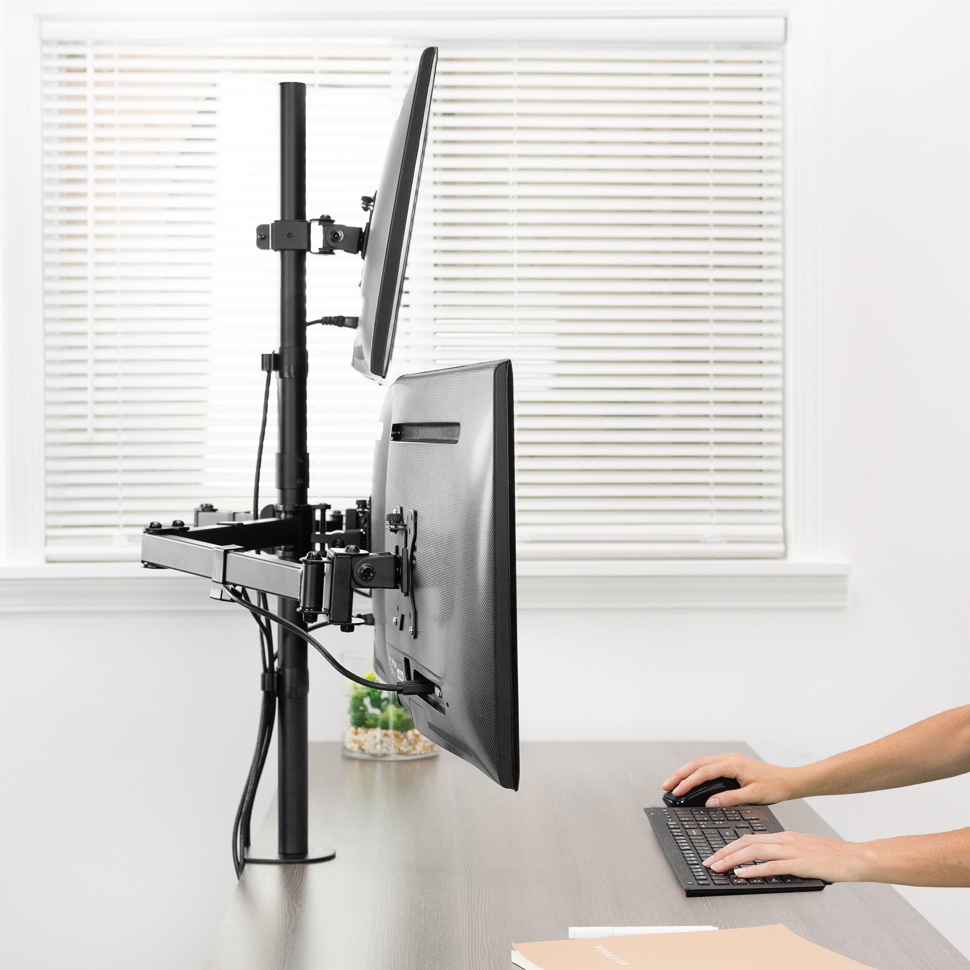 Quad Monitor Stand for 13-24 Inch Screens - Adjustable Desk Mount for Home & Office Workstations - Perfect for Multi-Tasking, Gaming & Productivity