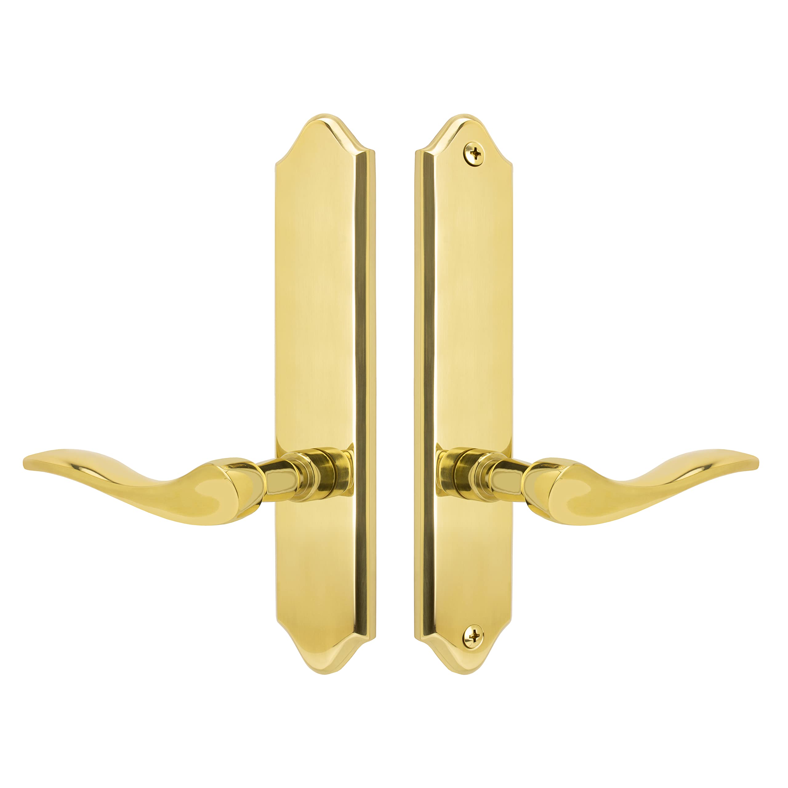 FPL Riviera Solid Brass Full Dummy Lever Set - Polished Brass Door Handle for Interior Doors - Perfect for Bedrooms, Bathrooms & Closets