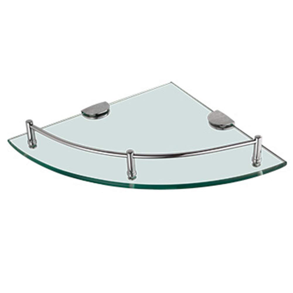 Multifunctional Wall Mounted Shelf - Bathroom Organizer with Tempered Glass Triangle Corner, 1 Tier, No Rod - Perfect for Shower, Kitchen & Bedroom Storage