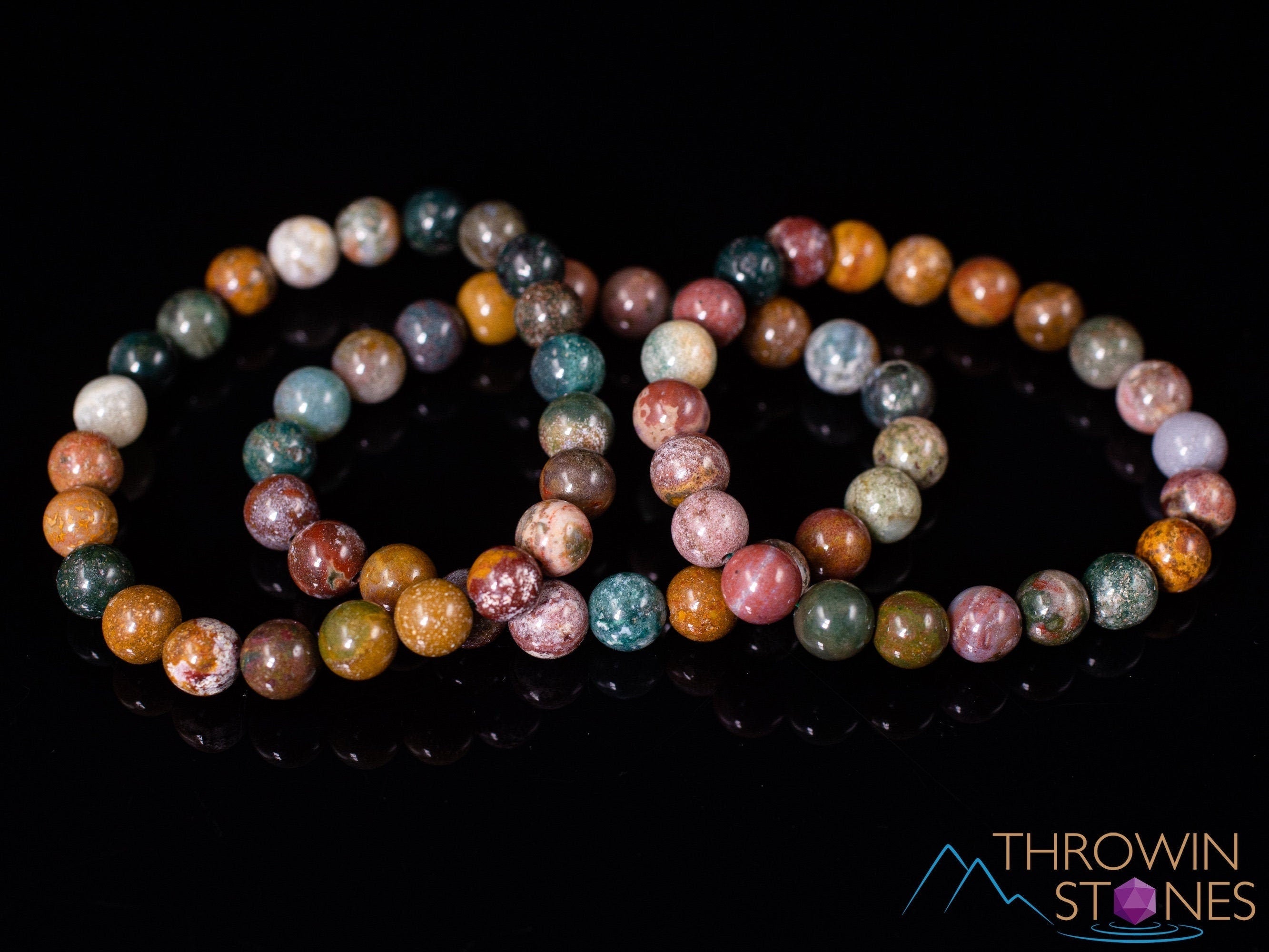 Ocean Jasper Crystal Bracelet - Handmade Healing Stone Bracelet with Round Beads for Women, Natural Gemstone Jewelry for Stress Relief & Positive Energy | Perfect for Meditation, Yoga & Spiritual Gifts
