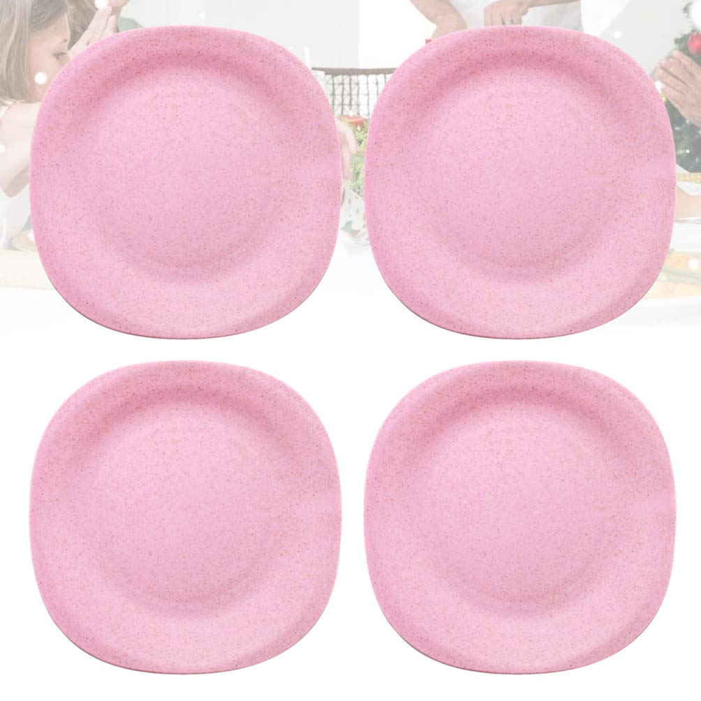 **Hemoton 4-Piece Wheat Straw Snack Plates - Eco-Friendly, Durable & Stylish Small Dishes for Fruits, Snacks, Desserts | Perfect for Parties, Picnics & Daily Use**