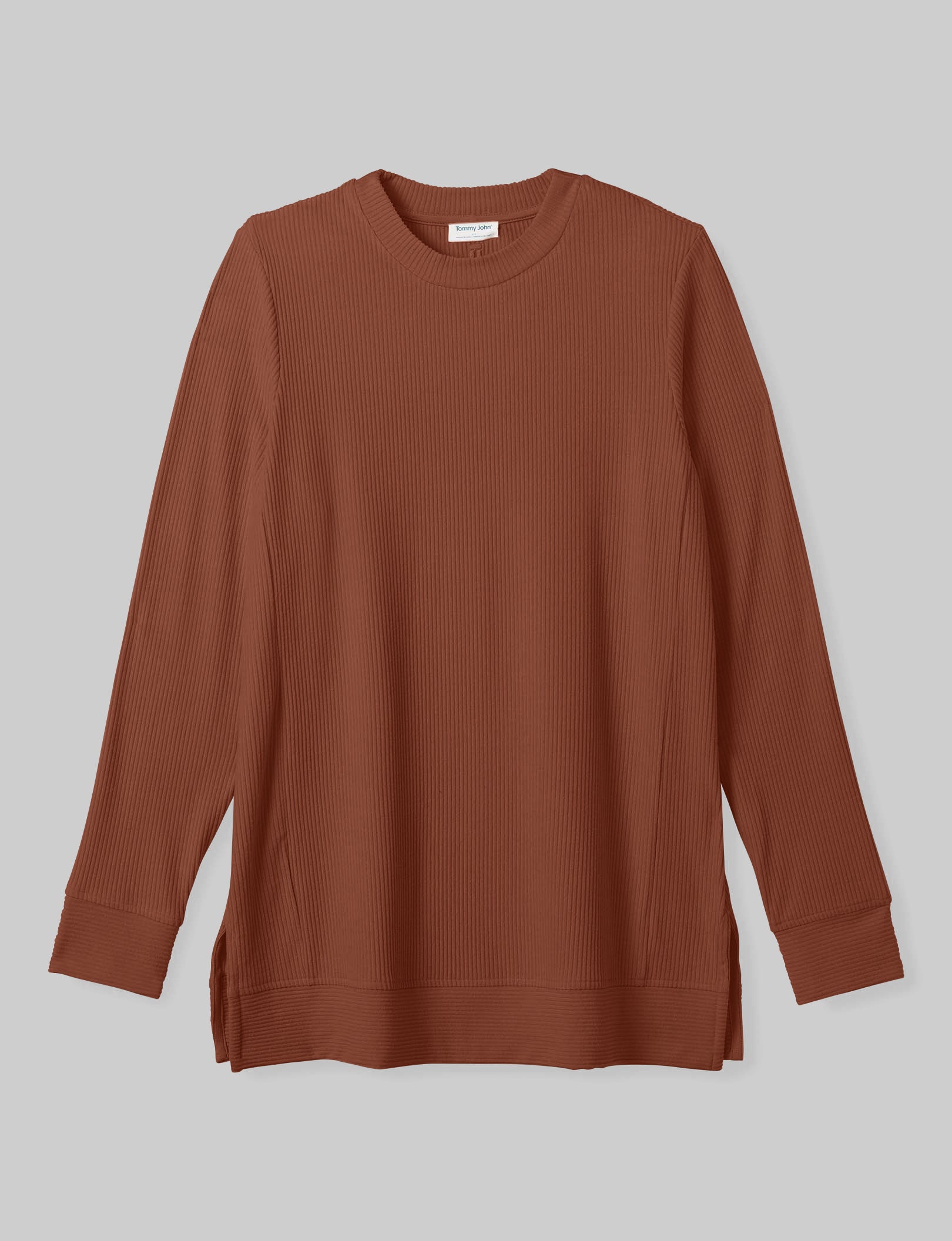 Women's Zen Ribbed Long Sleeve Crew Neck T-Shirt - Soft Stretchy Casual Top for Yoga, Workout & Everyday Wear