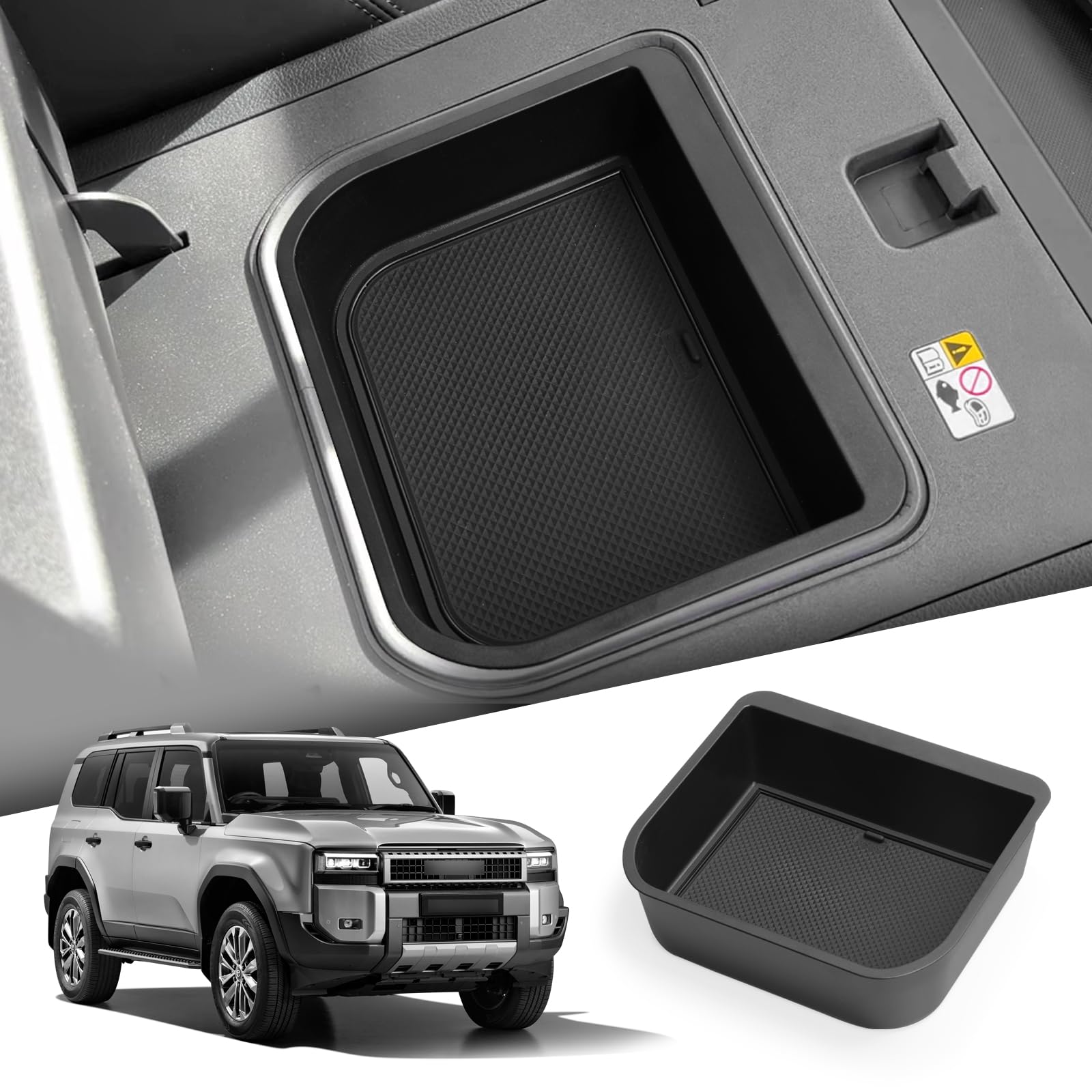 Smabee ABS Center Console Cool Box Organizer Tray for 2024-2025 Toyota Land Cruiser Prado 250 & Lexus GX 550 - Armrest Storage Accessory (Black) | Perfect for Road Trips, Camping & Daily Commute