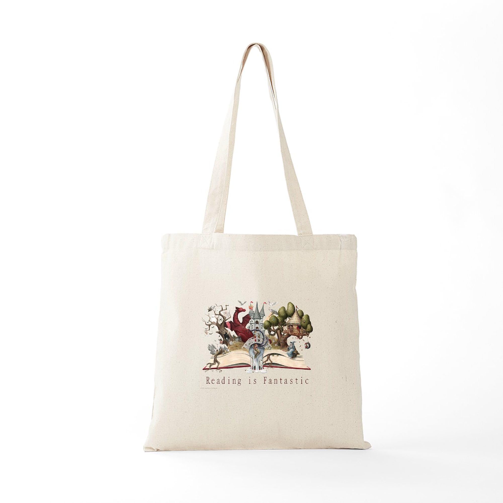 Reading Is Fantastic II Natural Canvas Tote Bag - Eco-Friendly Reusable Shopping Bag for Book Lovers, Groceries & Beach Essentials | CafePress