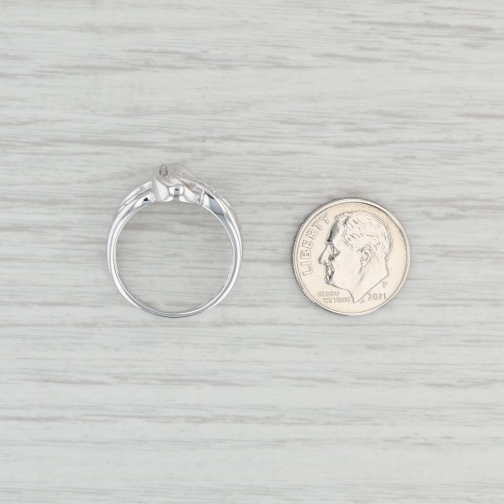 0.14ctw Diamond Knot Ring - 10k White Gold Size 7 - Elegant Promise Ring for Women, Anniversary Gift, Wedding Band, Valentine's Day Present