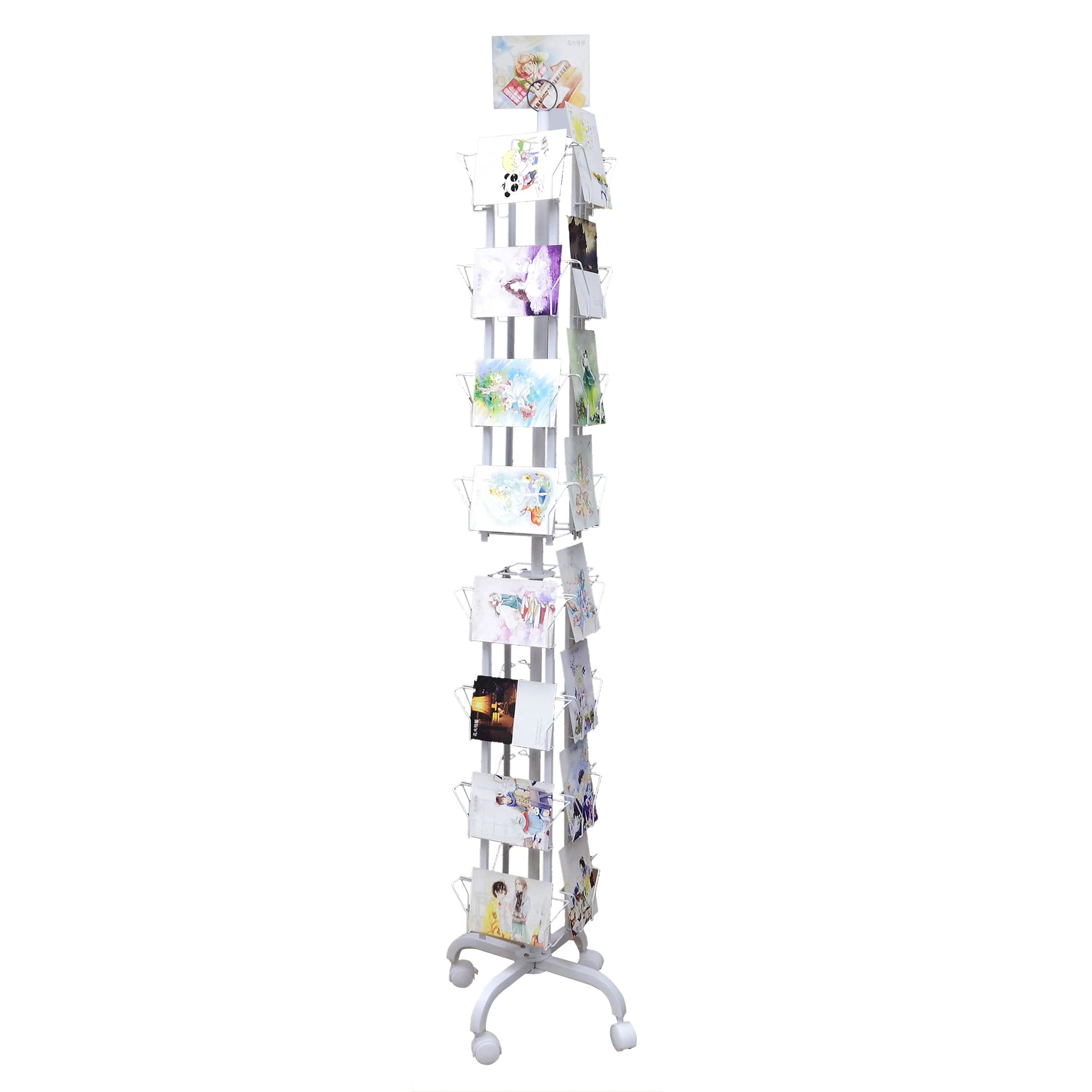 32-Pocket Adjustable Spinning Display Rack for Greeting Cards - 5x7, 7x5 up to 8.5
