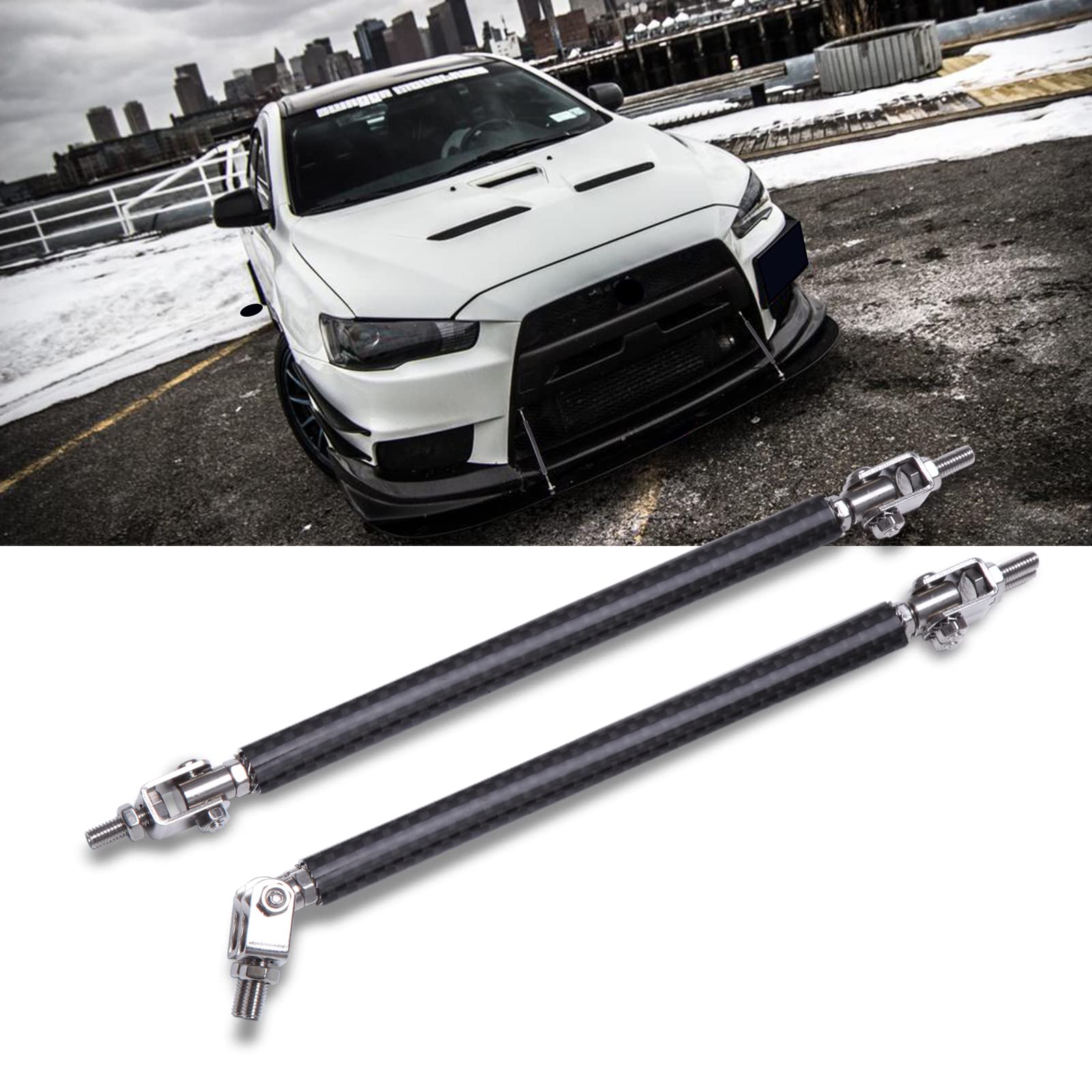 DREAMIZER 2-Piece Universal Front Bumper Lip Support Splitter Rods - Adjustable 10