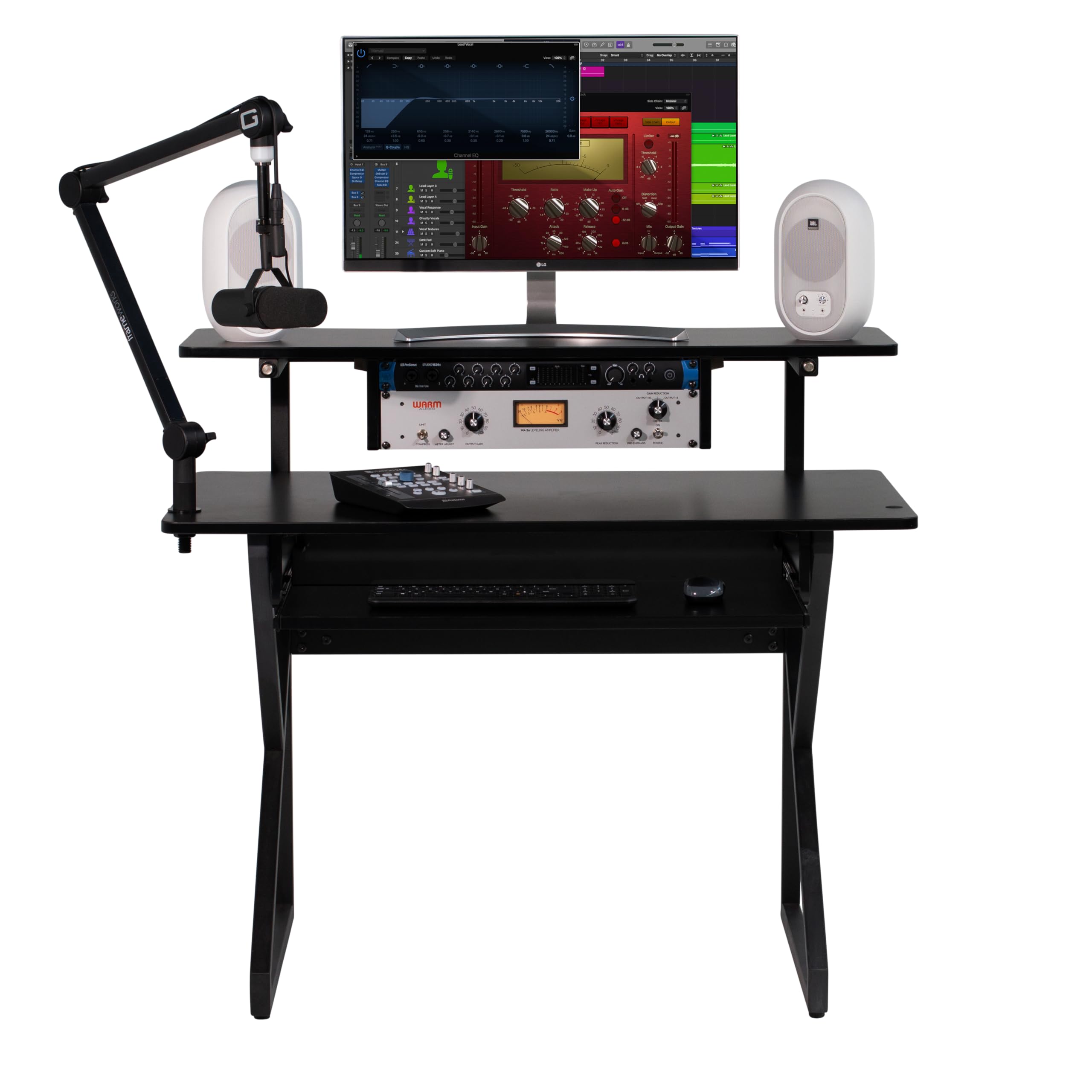 Gator Frameworks GFW-DESK-MAIN Content Creator Main Desk - Professional Studio Workstation for Video Editing, Streaming & Podcasting - Perfect for Home Office & Gaming Setup
