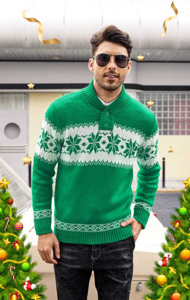 COOFANDY Men's Ugly Christmas Sweater - Festive Snowflake Knit Pullover for Holiday Parties & Casual Winter Wear