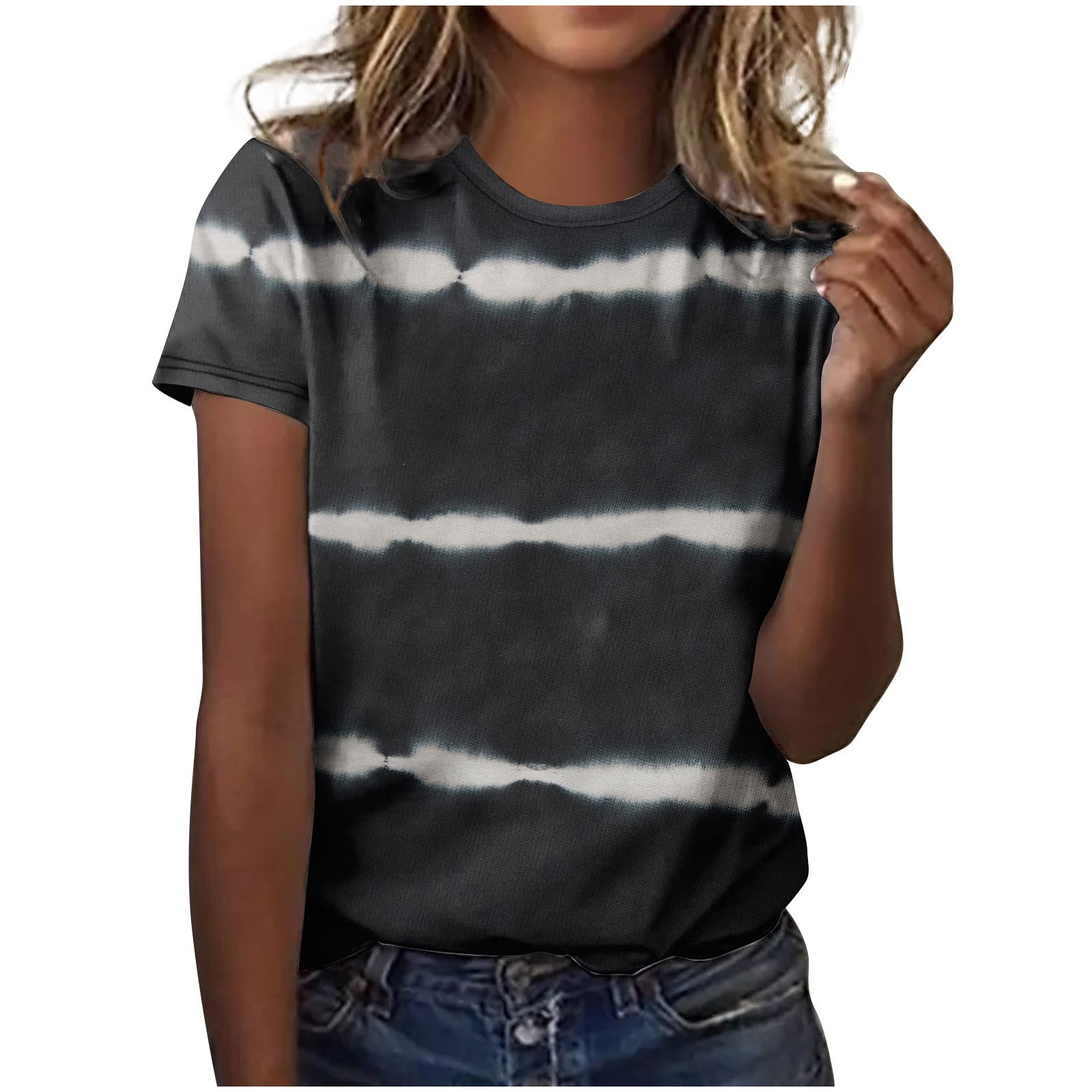 Elegant Women's Short Sleeve Printed Blouse - Round Neck Casual T-Shirt Top for Summer | Office Wear, Date Night & Everyday Outfits