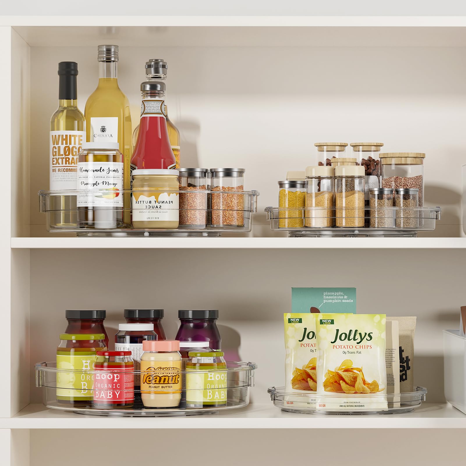 LAMU 3-Pack Lazy Susan Turntable Organizer for Kitchen Cabinet - 9.25