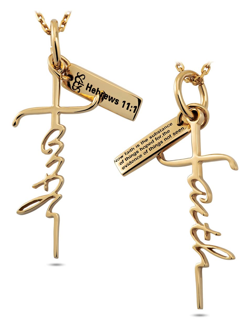 14K Gold Faith Cross Necklace for Women - Hebrews 11:1 Bible Verse Jewelry, Perfect Christian Gift for Daily Wear & Special Occasions