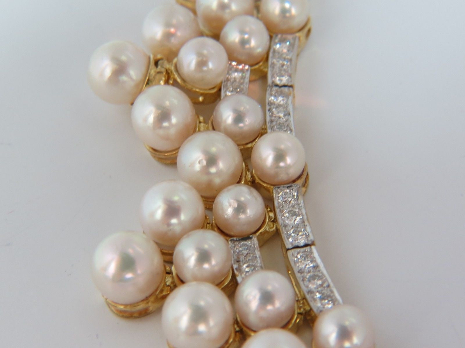 10.00ct Natural Diamonds & Akoya Pearls 18K Gold Opera Riviera Deco Necklace - Elegant Jewelry for Weddings, Parties & Special Occasions