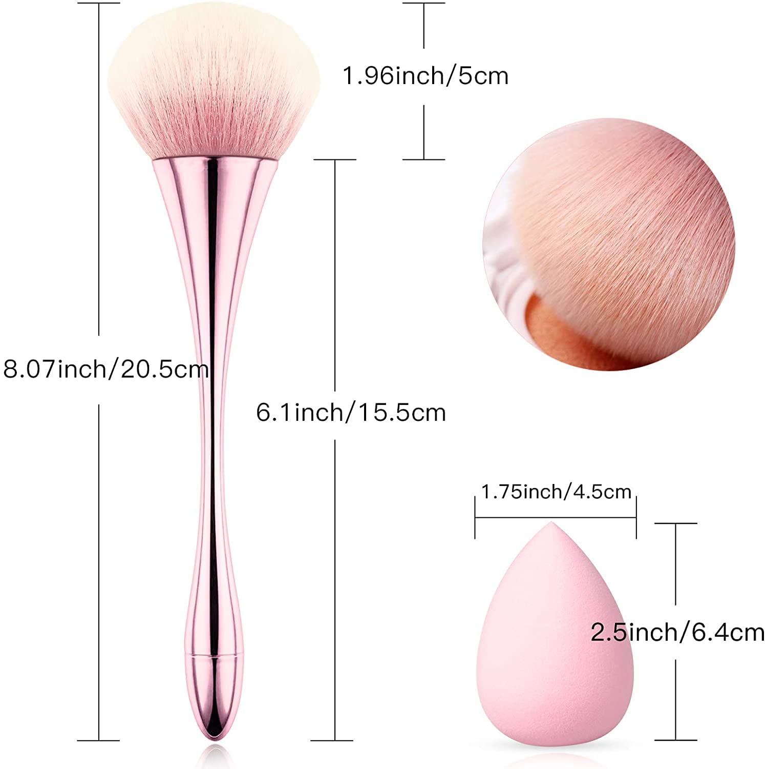 KIRA Super Large Mineral Powder Brush - Soft Fluffy Kabuki Makeup Brush for Foundation, Blush & Professional Makeup | Multicolor (1 Piece) | Perfect for Daily Makeup & On-the-Go Touchups