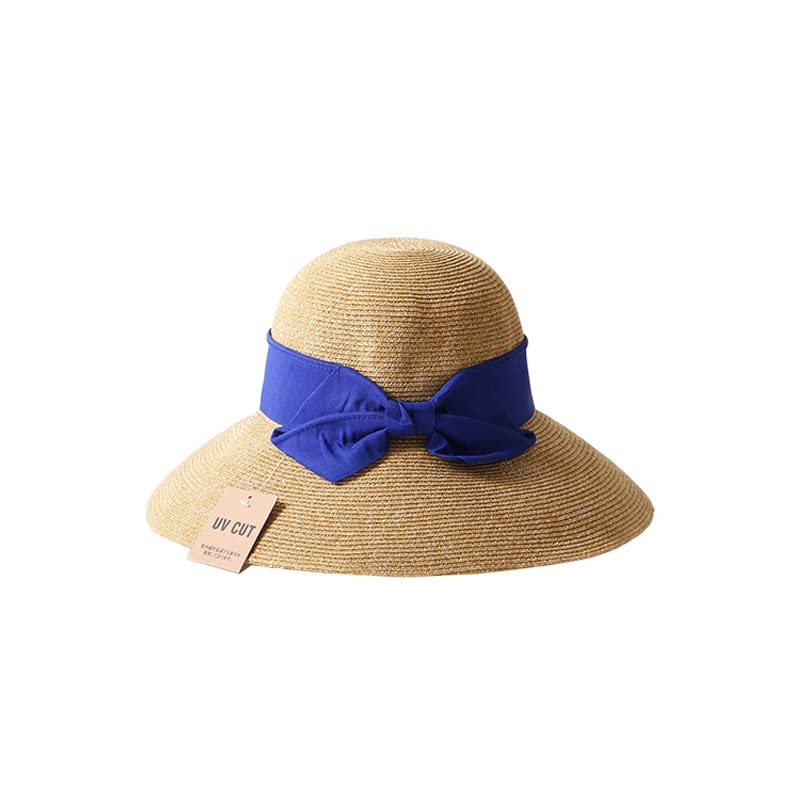 Stylish French Summer Wide Brim Straw Sun Hat for Women - UV Protection Beach Hat with Bow Ribbon, Foldable & Lightweight - Perfect for Outdoor, Vacation, Pool Party & Seaside Fashion (Color: 12)