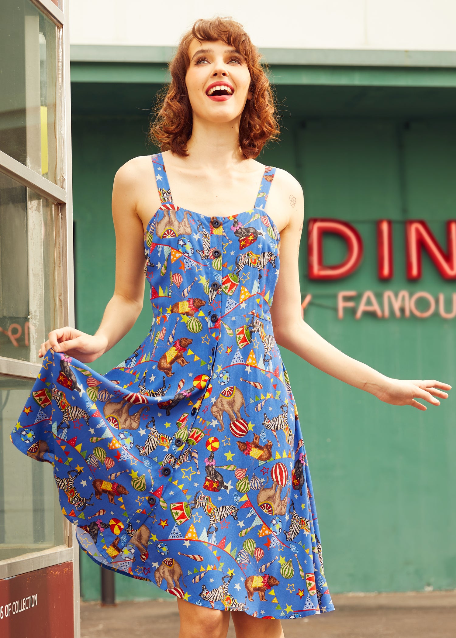 Sun Kissed Stroll Fit & Flare Dress - Women's Summer Floral Sundress for Beach Vacation & Outdoor Date Night