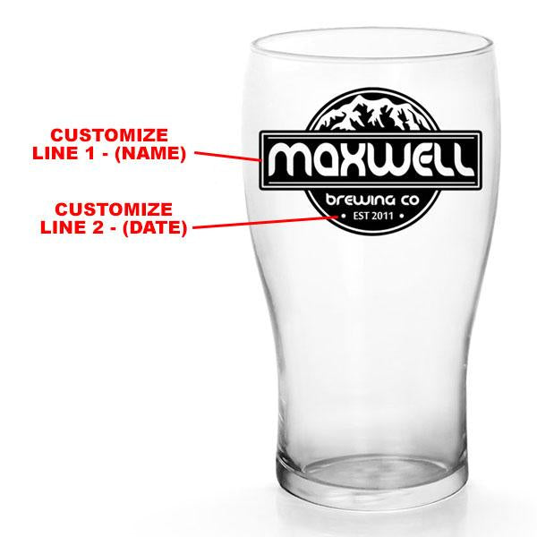 Custom 20oz Imperial Pub Glass with Mountain Design - Personalized Beer Mug for Home Bars, Parties & Gifts