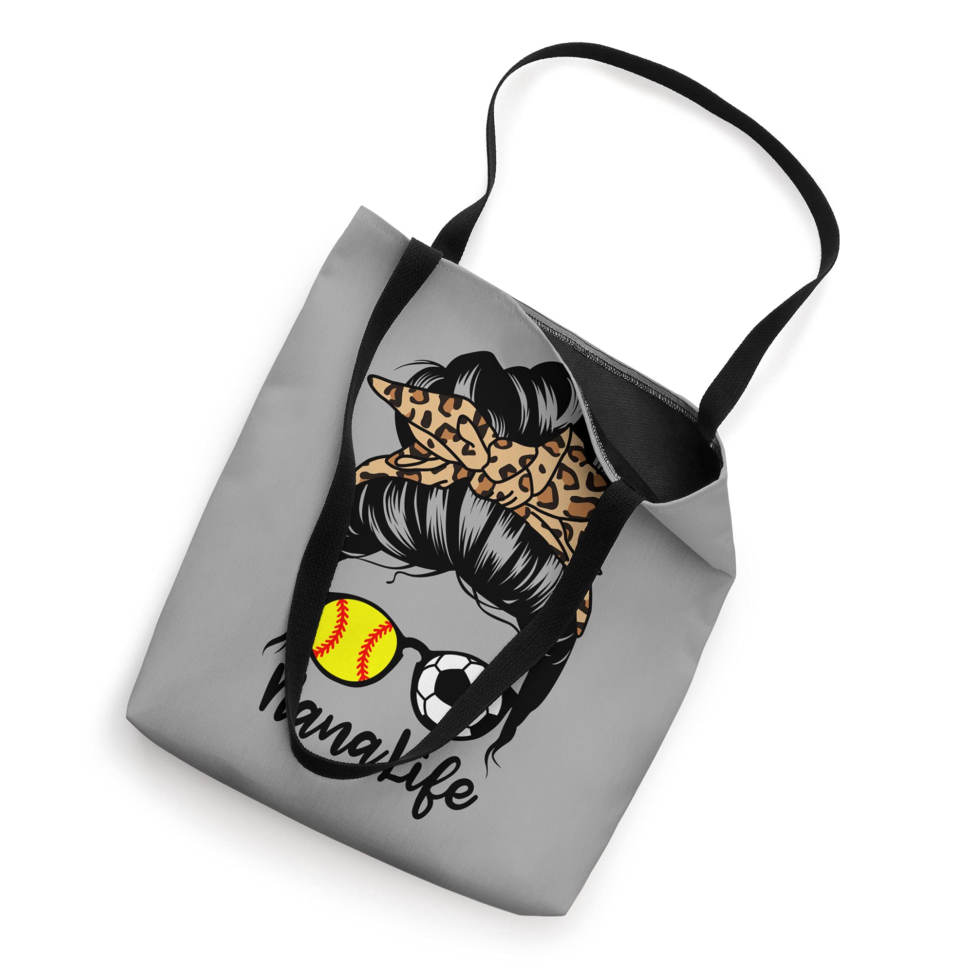 Funny Soccer Softball Player Tote Bag - Nana Life Messy Bun Hair Design - Perfect for Sports Fans, Gifts & Game Day Accessories