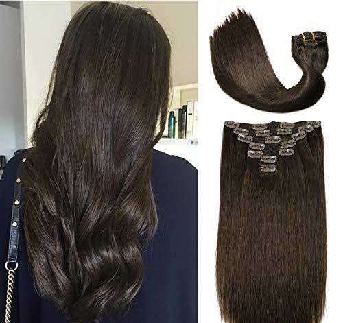 Premium 9A Brazilian Clip-In Human Hair Extensions - 7pcs Double Weft for Instant Volume & Length | Perfect for Weddings, Parties & Everyday Styling