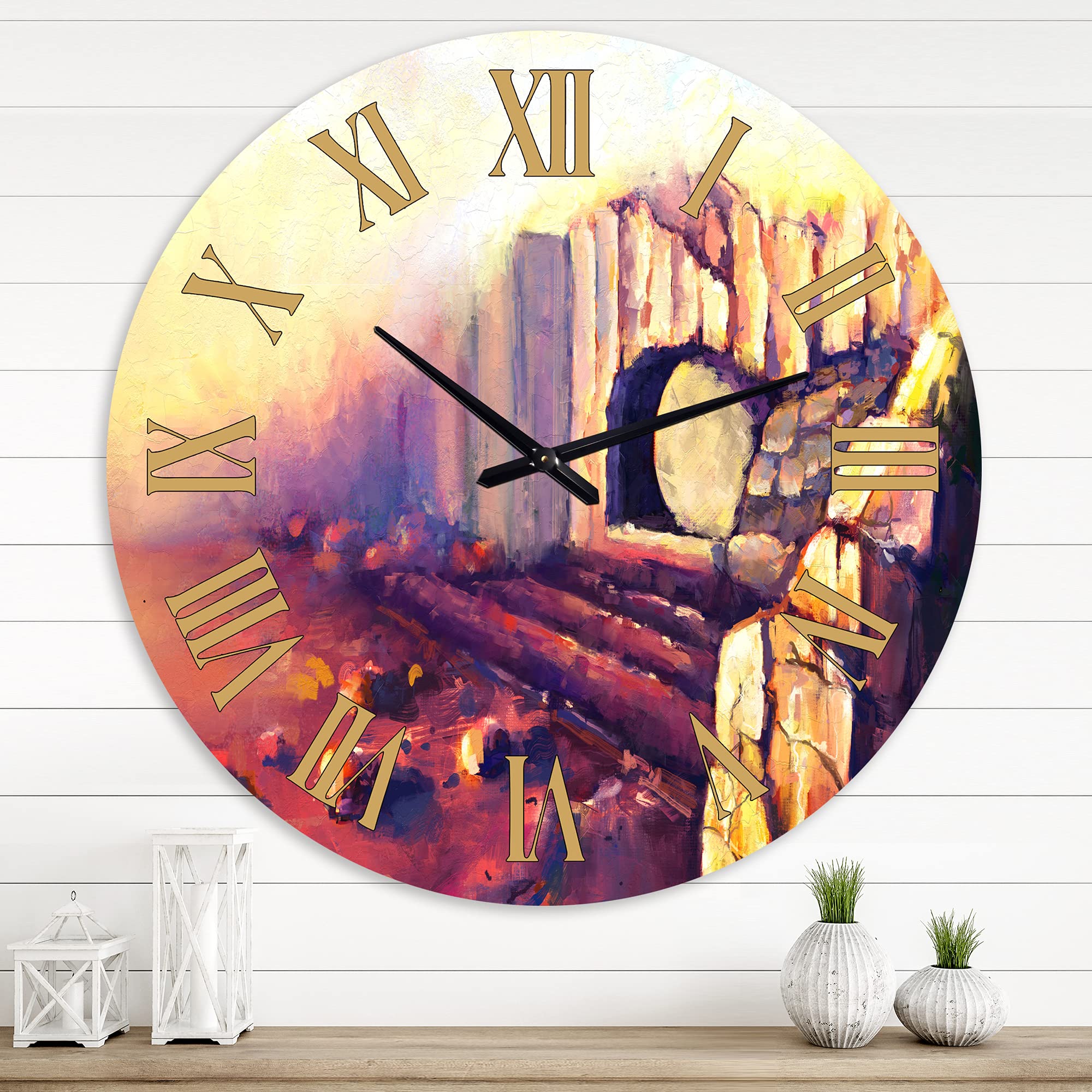 Resurrection Jesus Christ Large Wall Clock - Traditional Design for Home & Living Room Decor - Perfect for Church, Office, and Spiritual Spaces