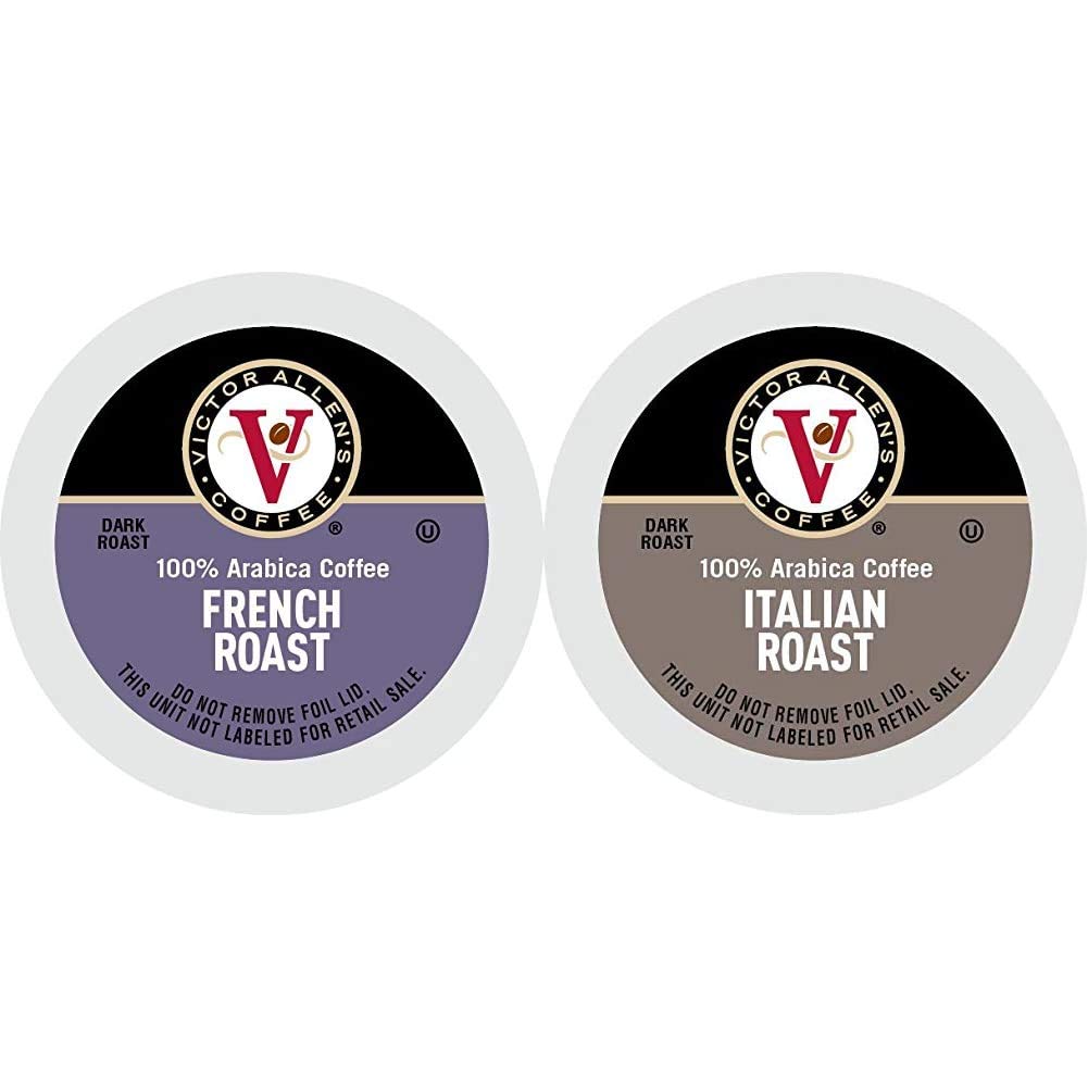 Victor Allen's French Roast & Italian Roast Dark Coffee Pods for Keurig - 80 Count K-Cups | Bold Flavor for Home & Office Brewing | Compatible with All Keurig 1.0 & 2.0 Machines