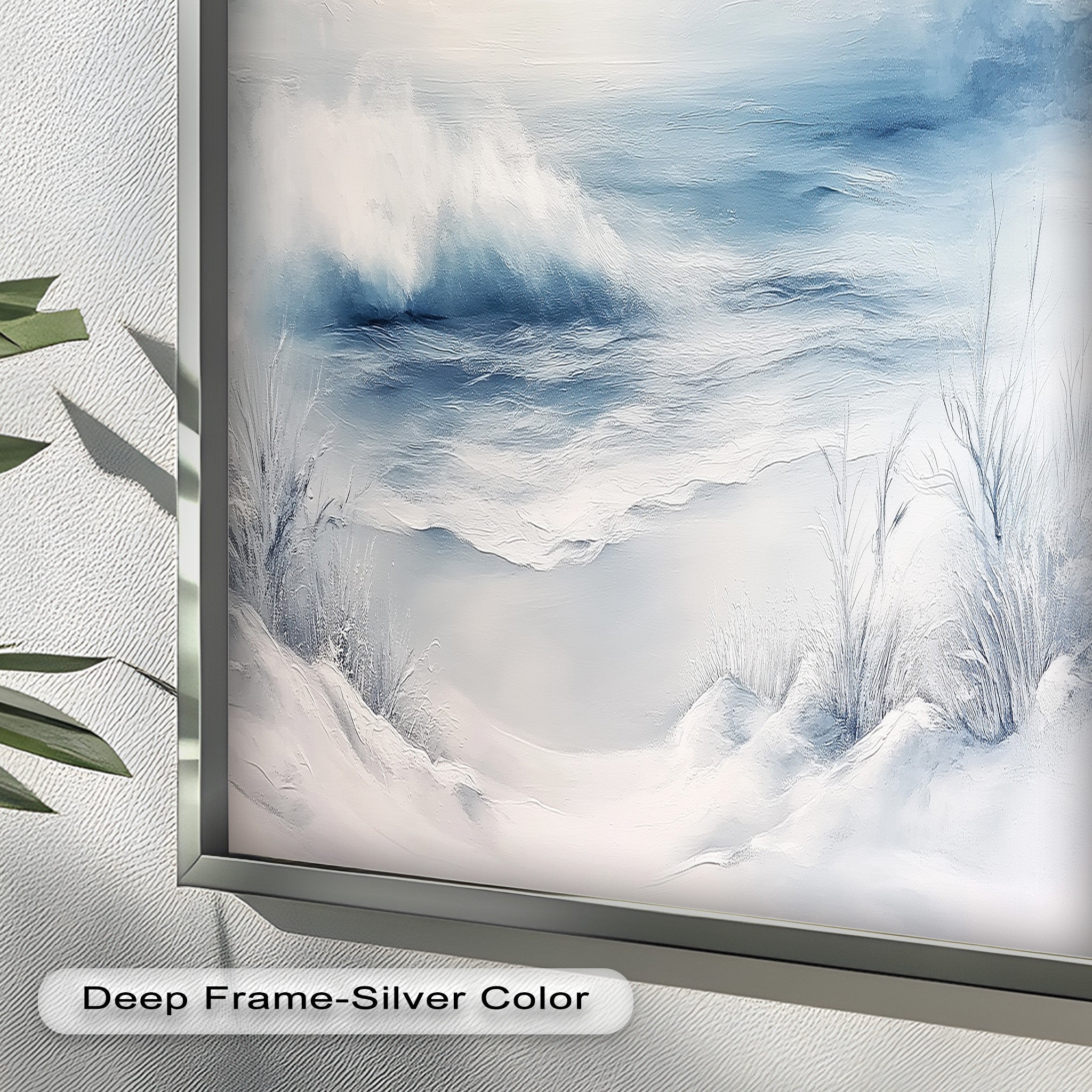 Coastal Wall Art - Snowy Beach Seascape Oil Painting for Living Room Decor | Handmade Ocean Landscape Canvas Art for Home & Office