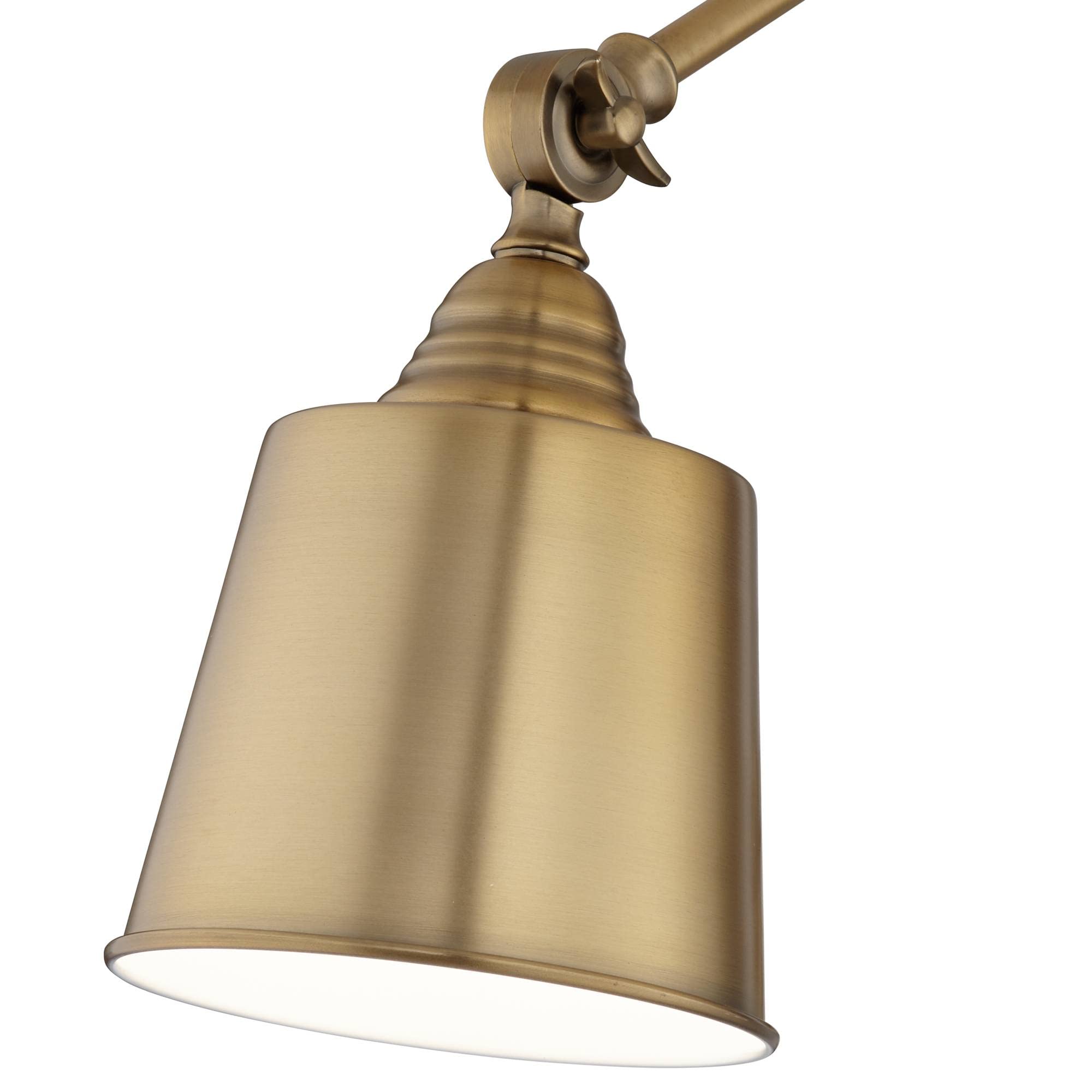 360 Lighting Mendes Modern Wall Lamps Set of 2 - Brass Gold Metal Hardwired Adjustable Cone Shade (5.75