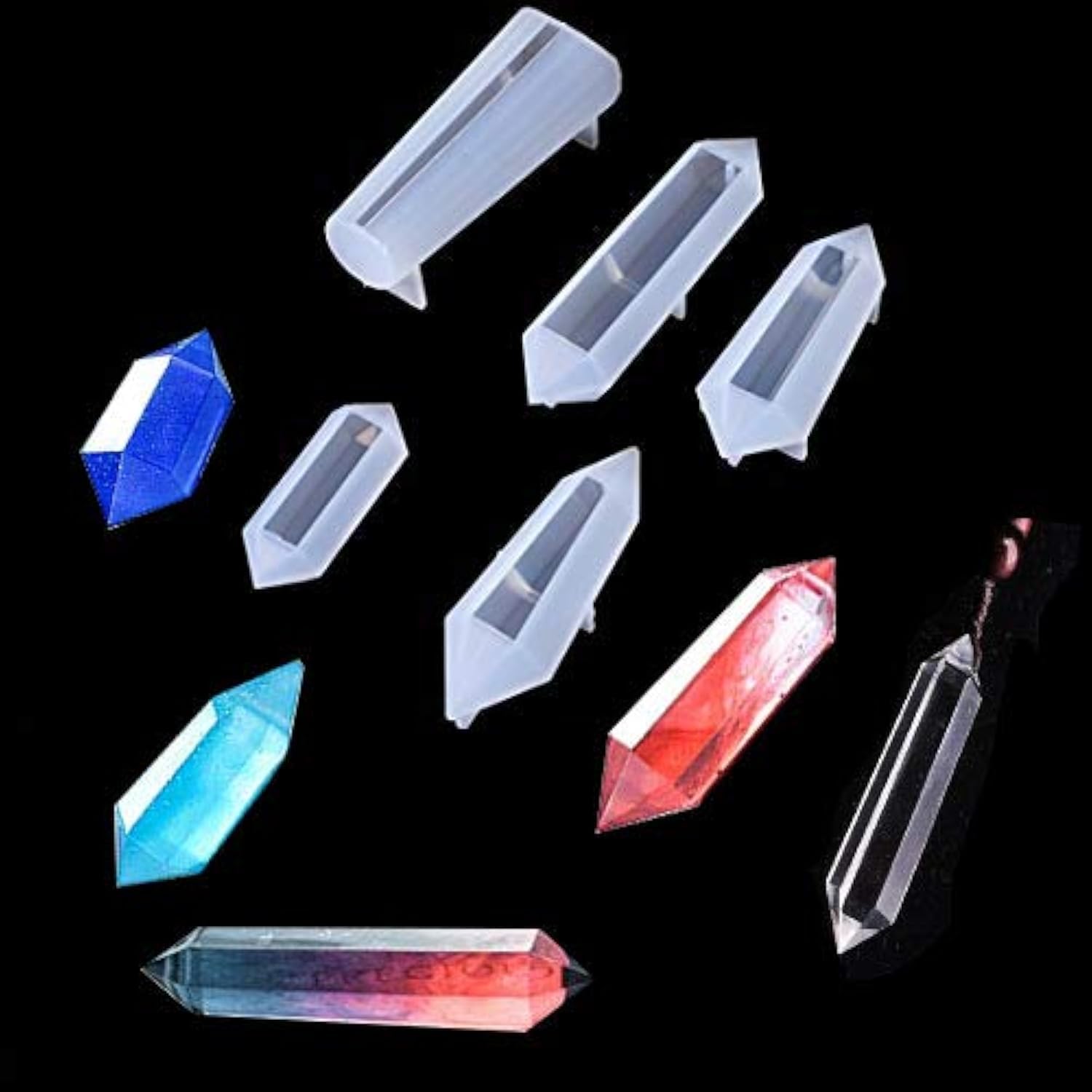 FineInno 5-Piece Pendulum Resin Molds Set - Multi-Faceted Quartz Crystal Casting Molds for Epoxy Resin Jewelry Making - DIY Silicone Molds for Necklaces, Pendants & Crafts - Perfect for Crystal Healing, Home Decor & Gift Making