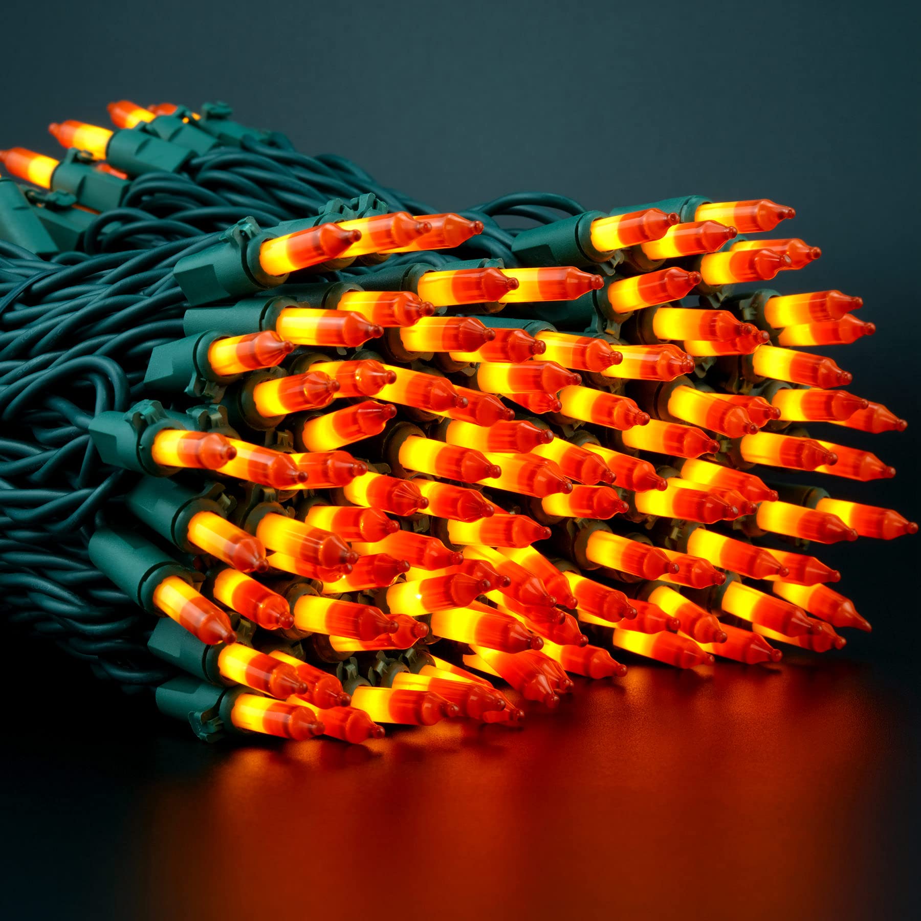Yuetime 200 Orange Christmas Lights - 2 Pack, 33ft 100 Count UL Certified Mini String Lights (Orange - Green Wire) for Holiday Decor, Indoor & Outdoor Party, Tree, and Home Decoration
