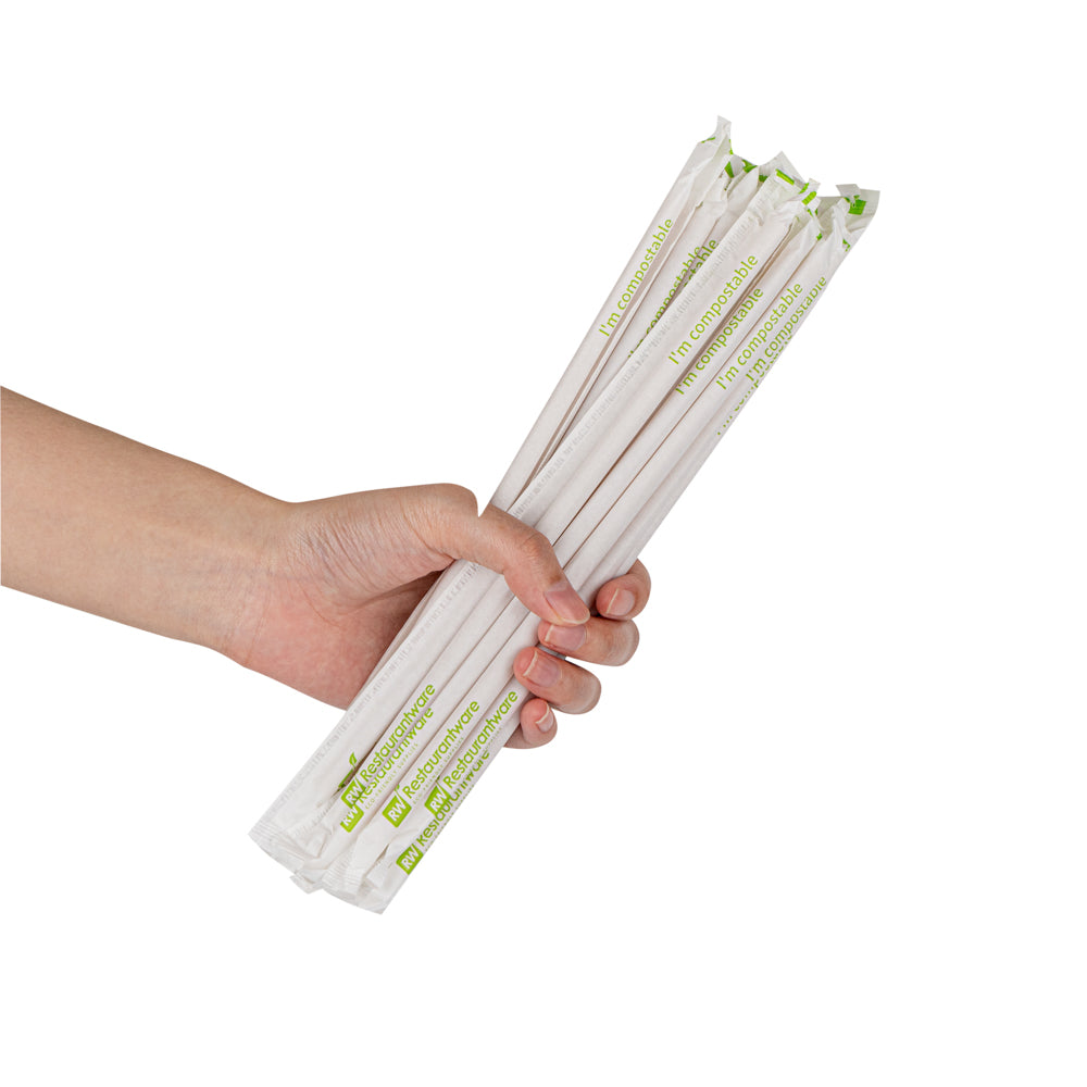 Eco-Friendly Compostable PLA Plastic & Sugarcane Straws - 8 1/4