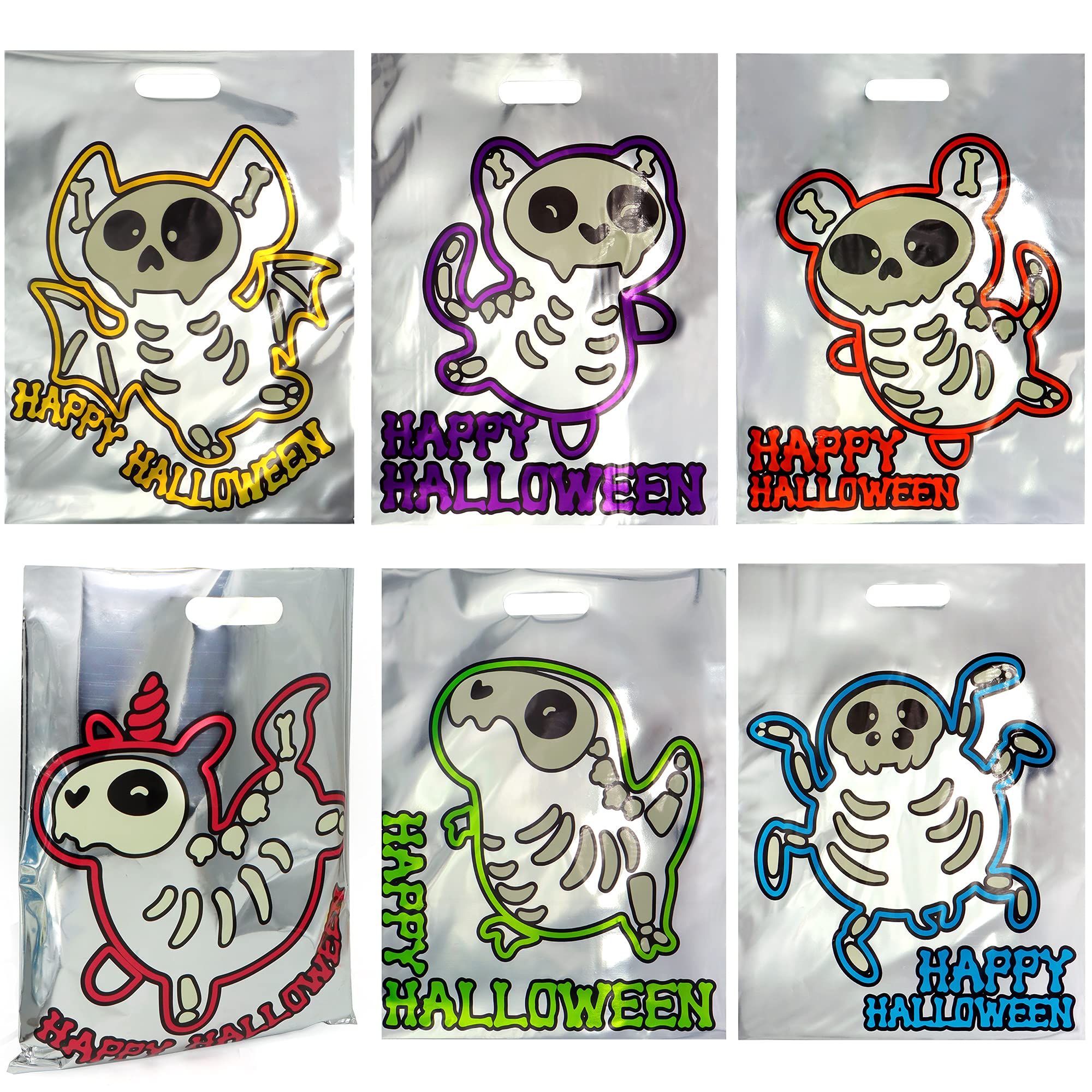 72 Pcs Halloween Reflective Treat Bags - Glow in The Dark Candy Bags for Trick or Treating, Safe & Fun Party Favors for Kids - Perfect for Halloween Night, School Events & Neighborhood Gatherings