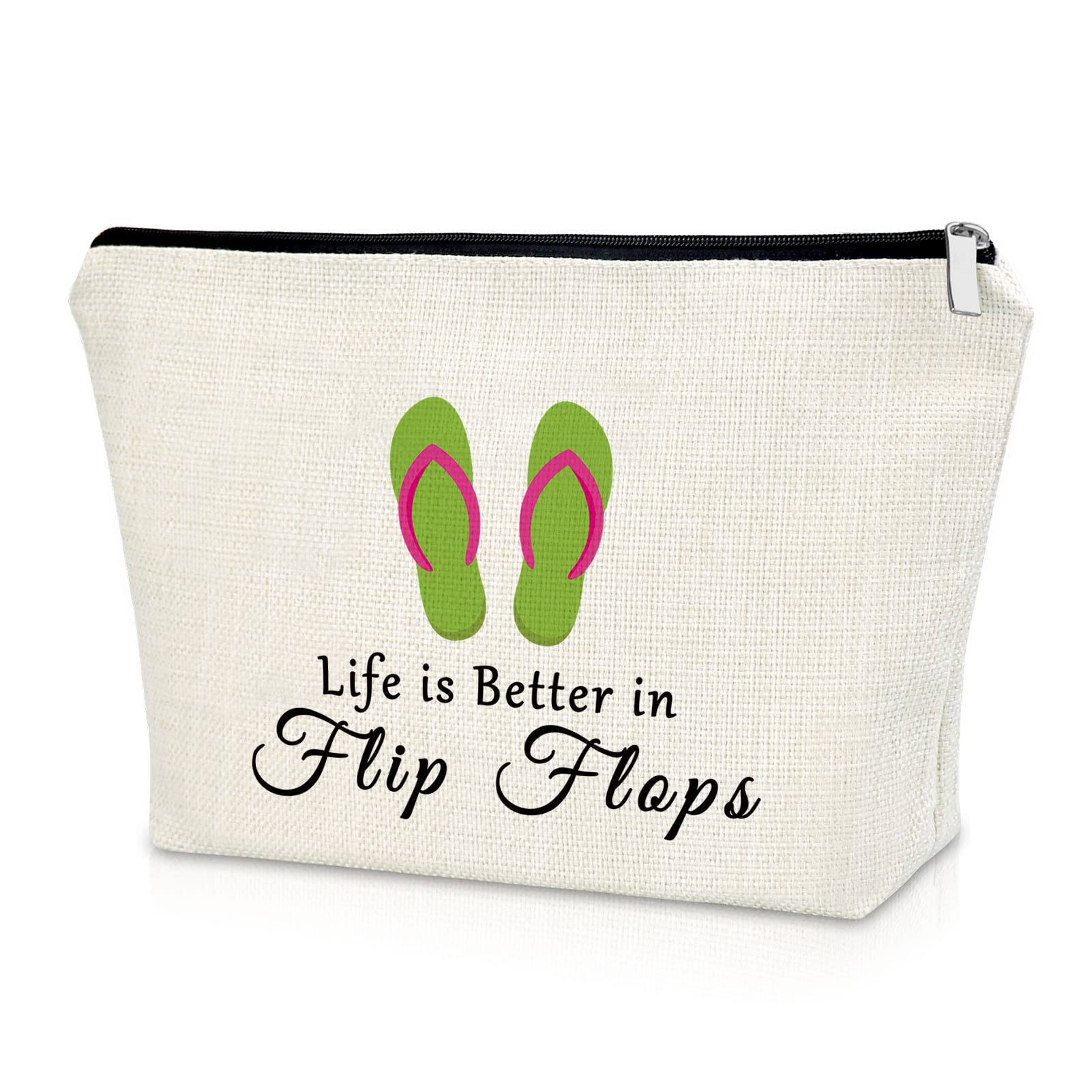 Women's Flip Flop Themed Makeup Bag - Waterproof Cosmetic Travel Pouch for Beach Vacation, Graduation & Christmas Gifts - Perfect for Friends, Her Birthday & Travel Essentials