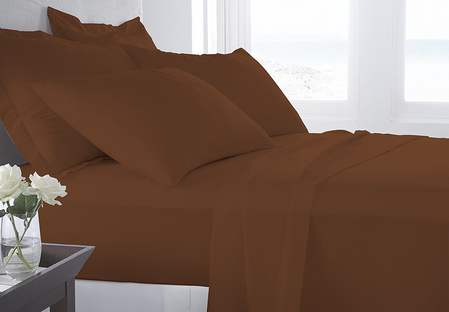 Premium 600-Thread Count Egyptian Cotton 5-Piece Split Queen Sheet Set - 2 Fitted Sheets (10