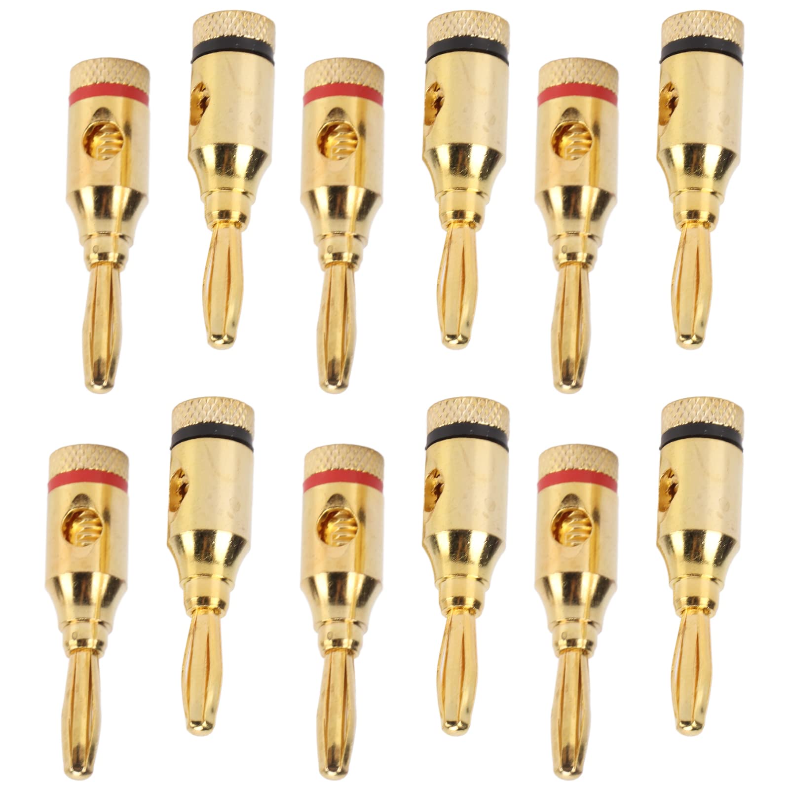 Premium Gold Plated Open Screw Speaker Banana Plugs - Rustproof High-Strength Connectors for Car Audio, Home Theater & Professional Sound Systems