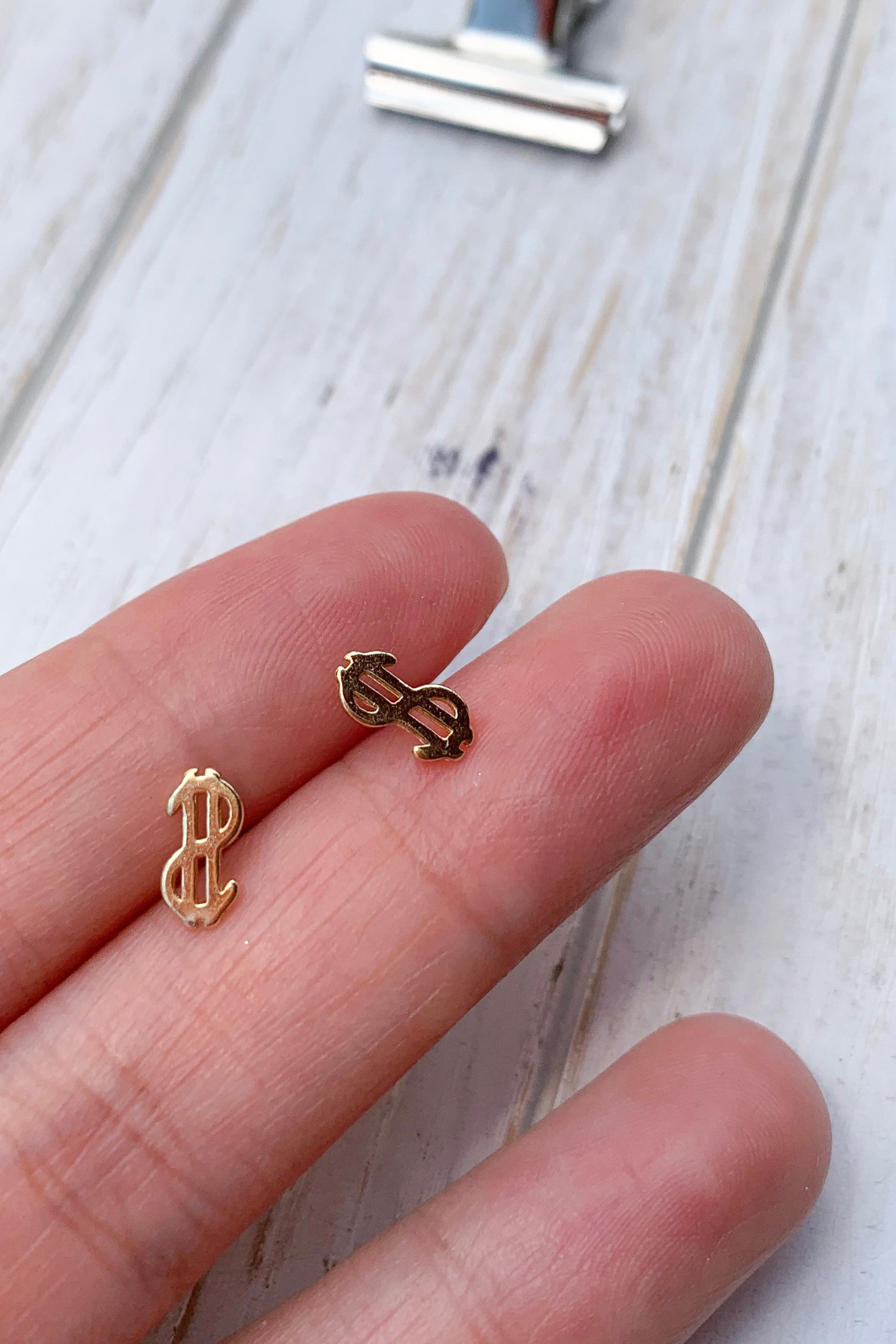 14K Gold Plated US Dollar Sign Tiny Earrings – Elegant Bridal Party Gifts for Women, Wedding Favors, Birthday Presents & Everyday Jewelry