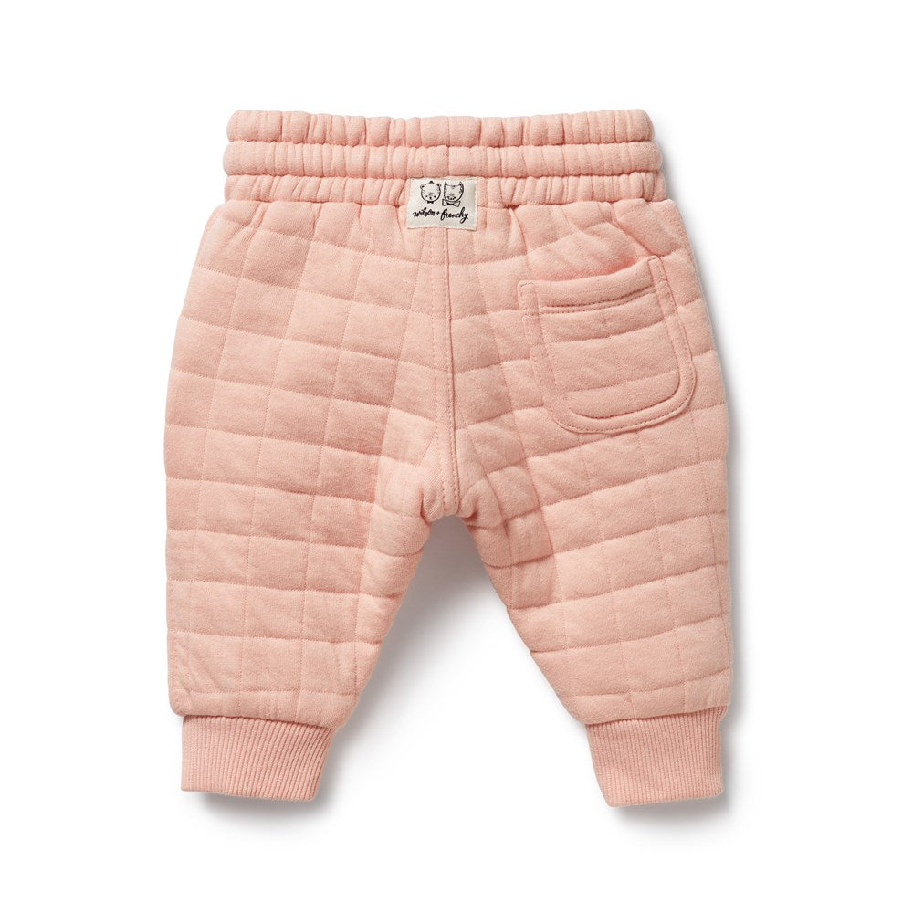 Pretty Pink Organic Quilted Sweatpants for Women - Soft Lounge Pants for Yoga, Sleep & Home Relaxation
