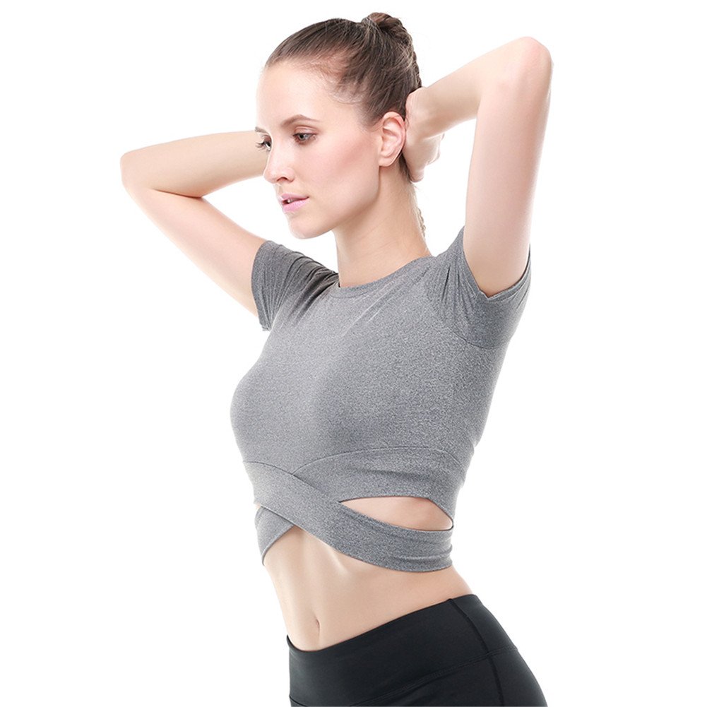 Fanceey Women's Yoga Shirt - Breathable Crop Top for Fitness, Gym & Workout - Trendy Athletic Wear for Yoga, Pilates & Running