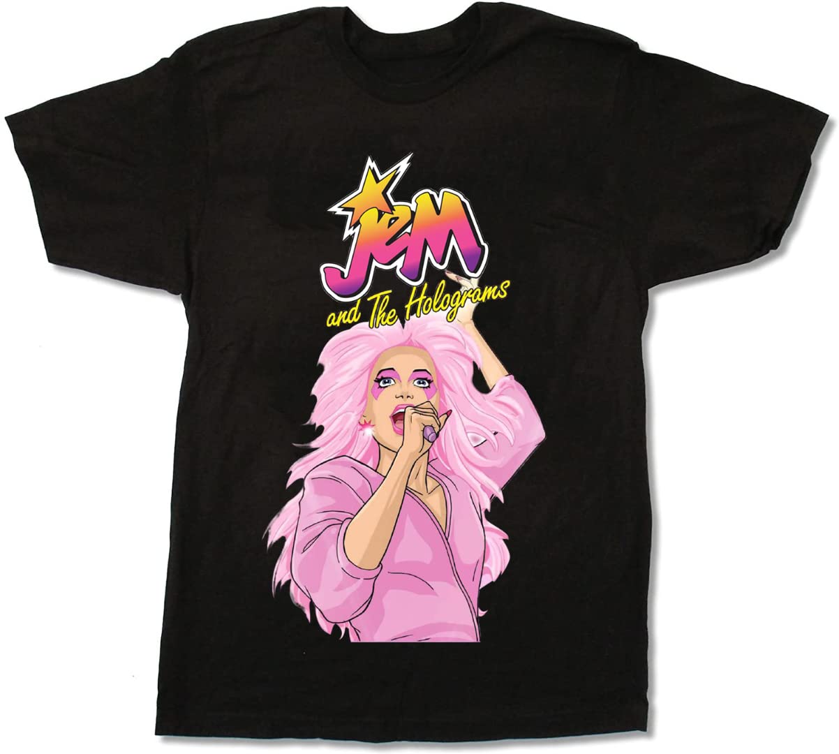 Jem and the Holograms Graphic T-Shirt for Men & Women - 100% Cotton Crew Neck Short Sleeve Tee - Black - Perfect for Concerts, Cosplay, and 80s Retro Fashion