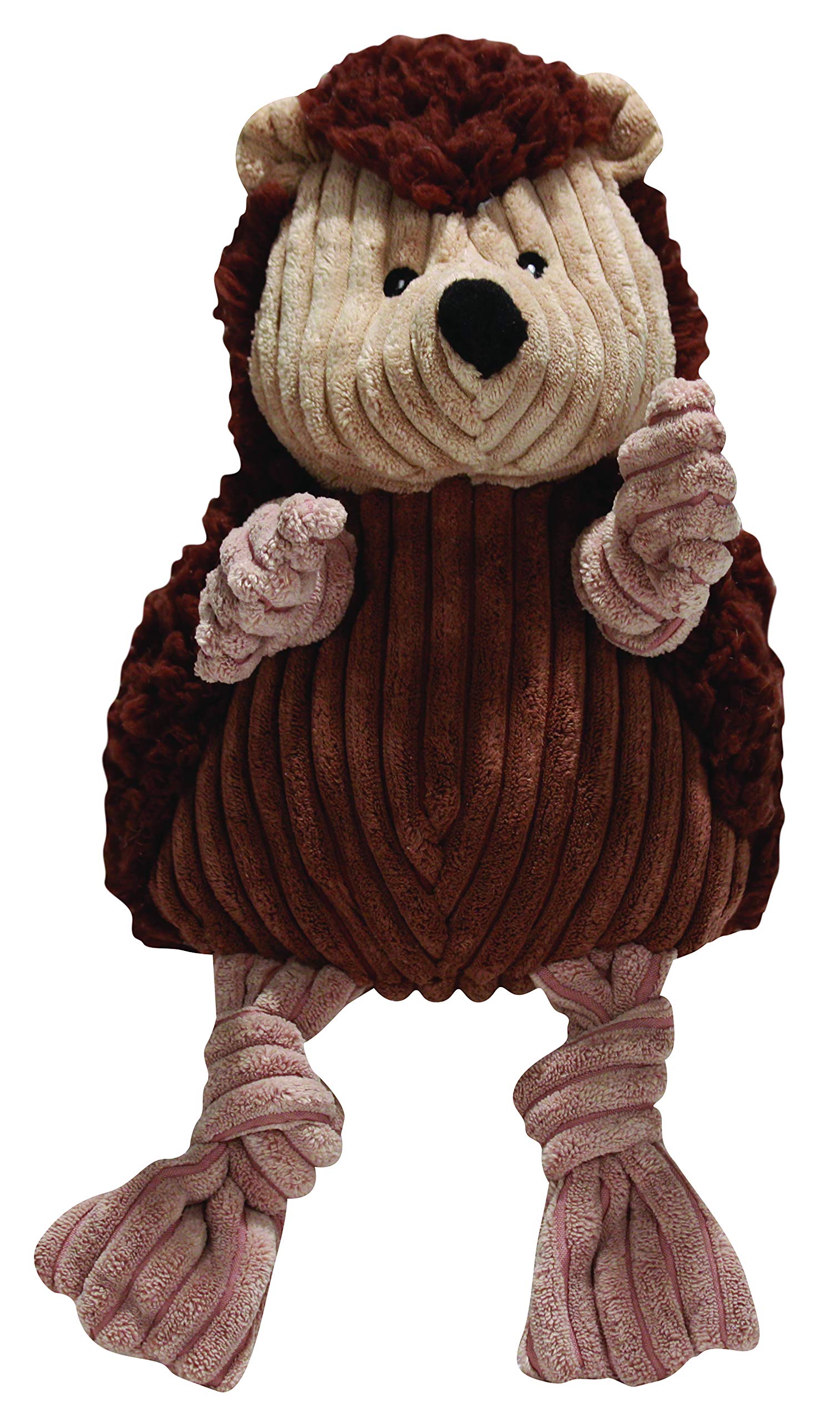 HuggleHounds Knottie Plush Dog Toy - Soft Fleece Squeaky Stuffed Animal for Small Medium Large Dogs | Durable Puppy Chew Toy for Teething & Playtime | Henry Hedgehog Large Size for Indoor Outdoor Fun