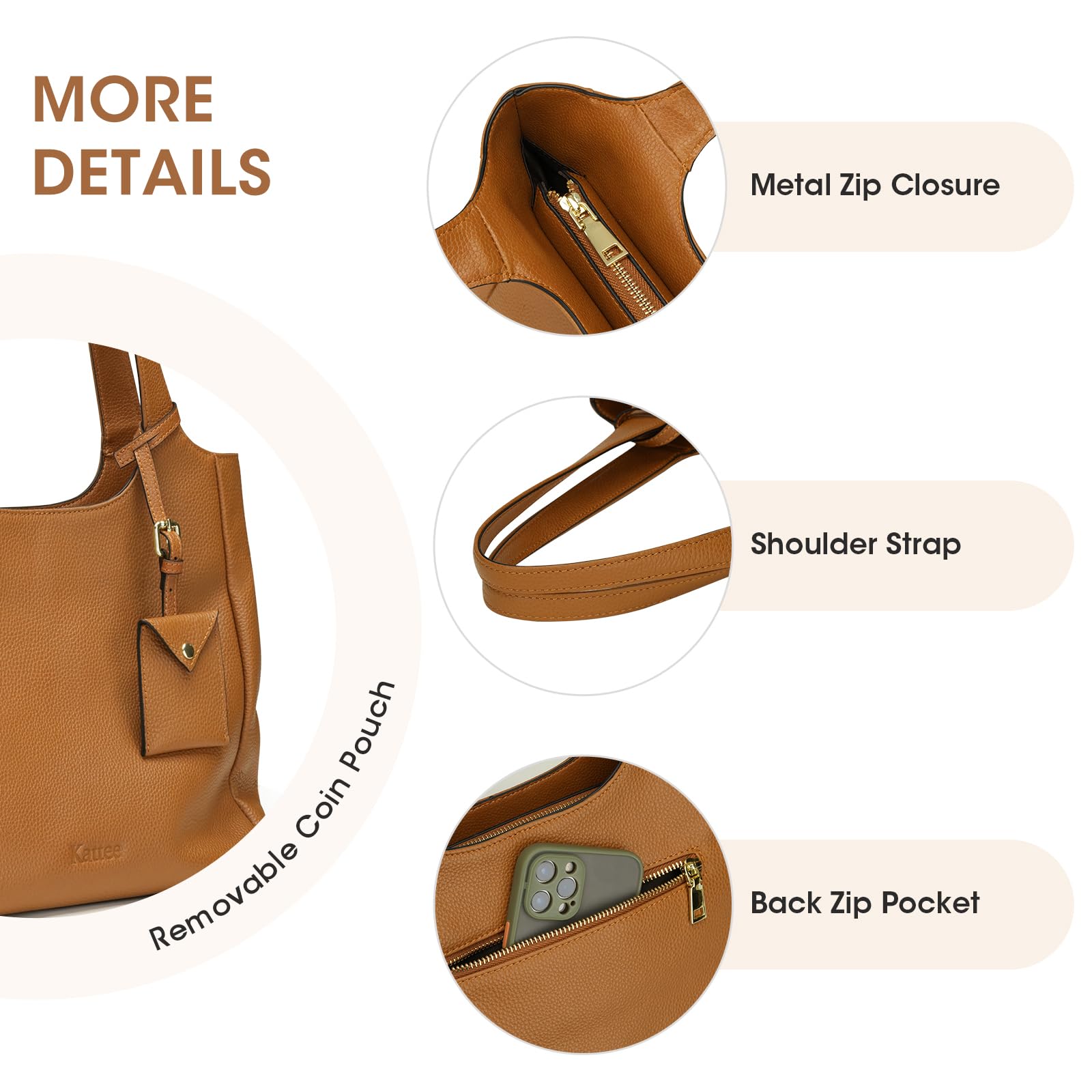 Kattee Soft Genuine Leather Shoulder Bag for Women - Stylish Tote Hobo Purse with Coin Pouch | Perfect for Work, Travel & Everyday Use