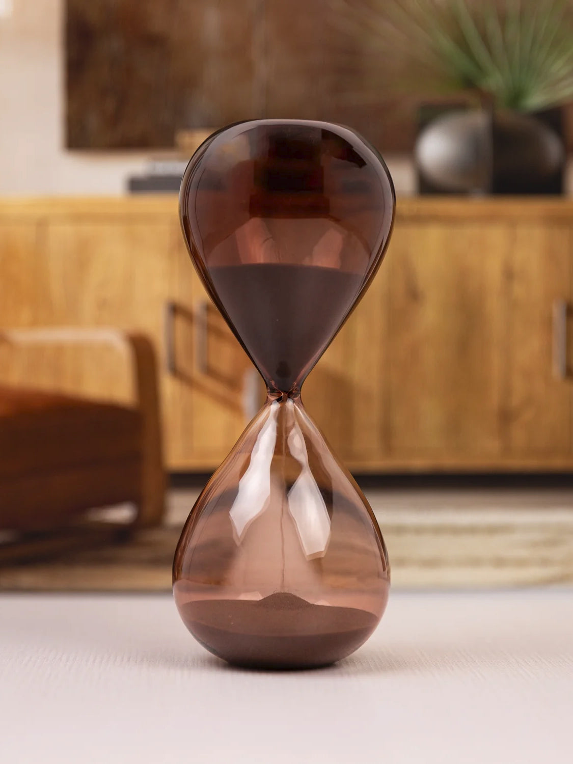 Designworks Ink 15-Minute Hourglass Timer - Smoky Quartz Sand Timer for Cooking, Meditation & Productivity | Elegant Desk Decor for Office & Home